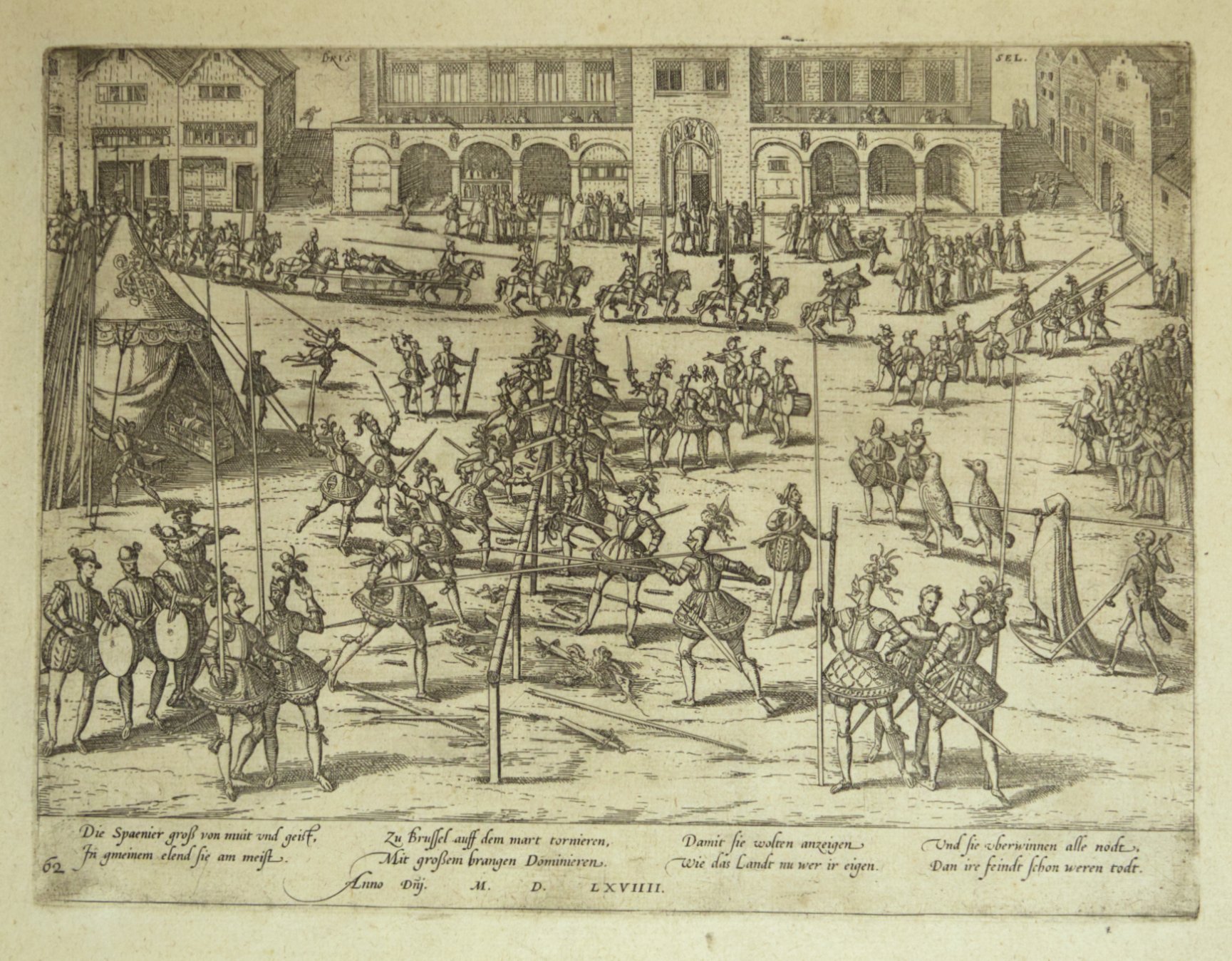 Turnier der Spanier in Brüssel 1569 (Hogenberg) (Städtisches Museum Schloss Rheydt CC BY)