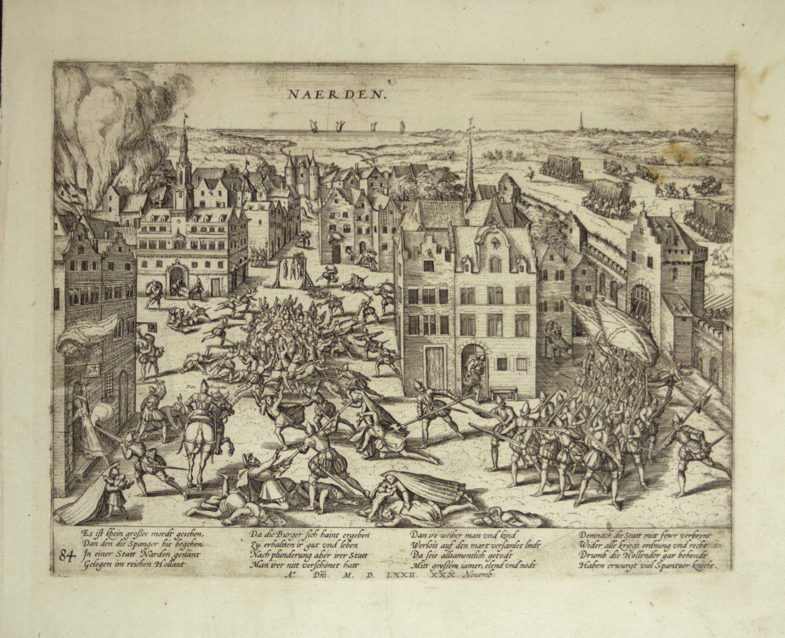 Die Spanier verüben ein Massaker in Naarden am 30. November 1572 (Hogenberg) (Städtisches Museum Schloss Rheydt CC BY)