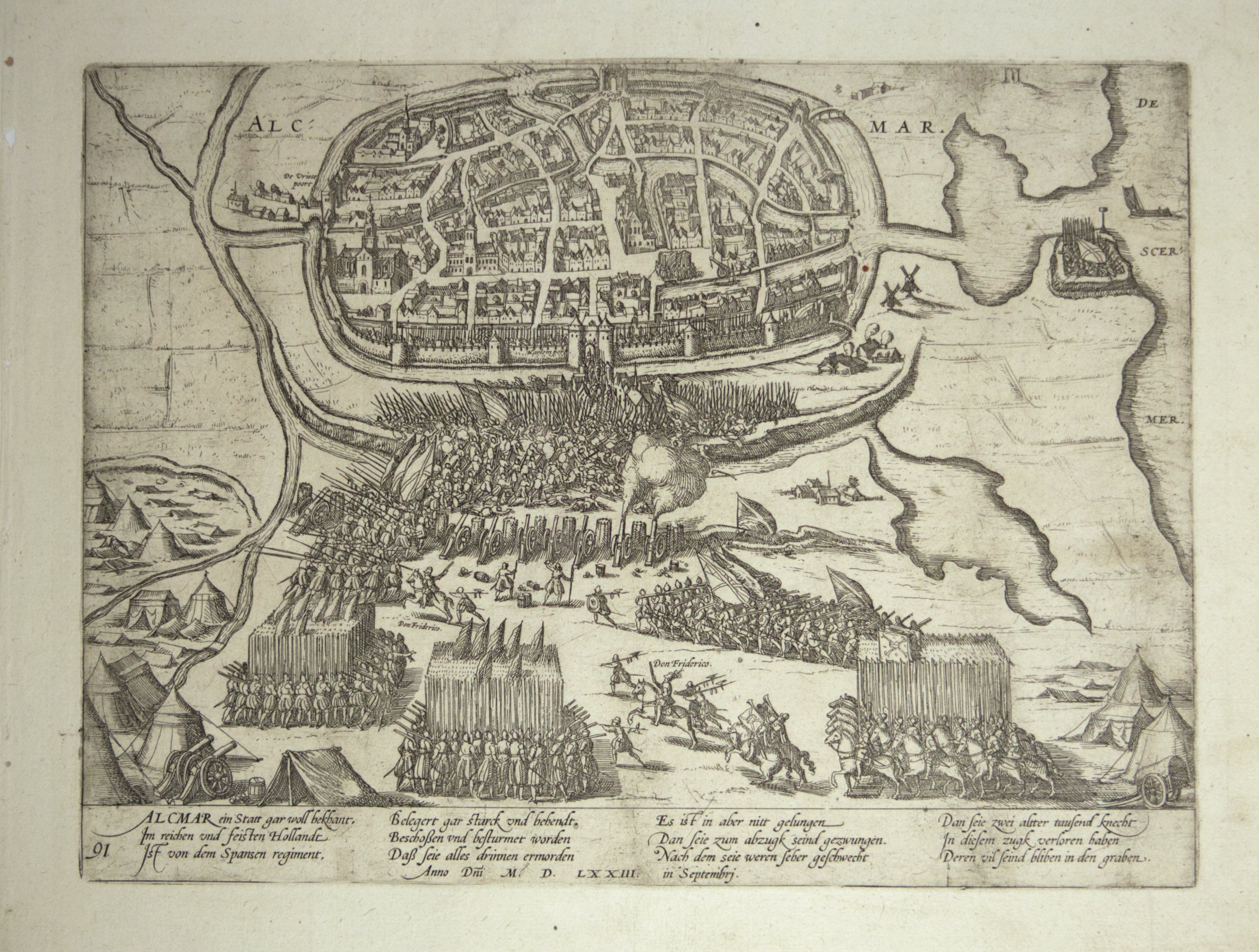 Alkmaar wird im September 1573 von den Spaniern ergebnislos belagert (Hogenberg) (Städtisches Museum Schloss Rheydt CC BY)
