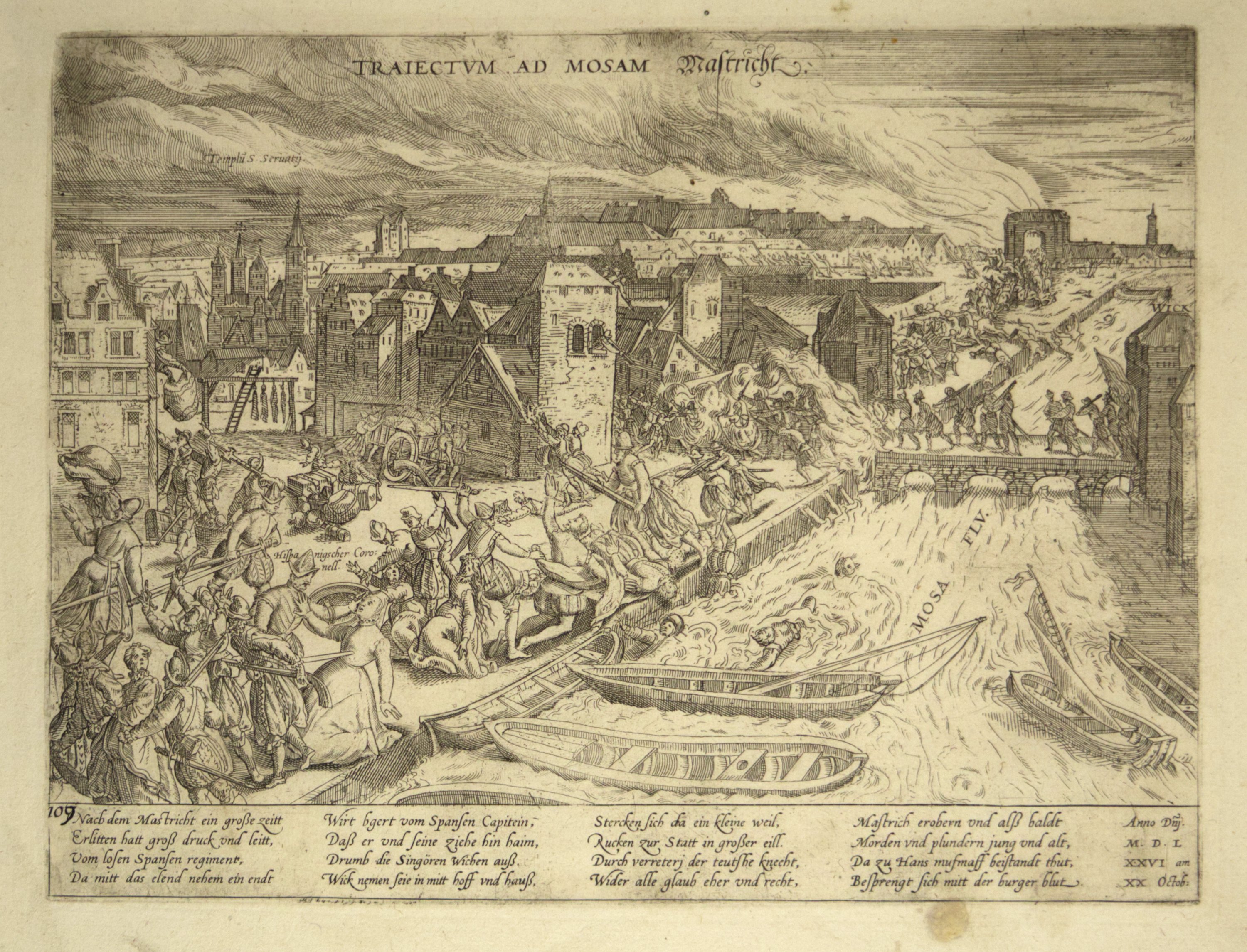 Spanische Gräueltaten in Maastricht im Oktober 1576 (Hogenberg) (Städtisches Museum Schloss Rheydt CC BY)