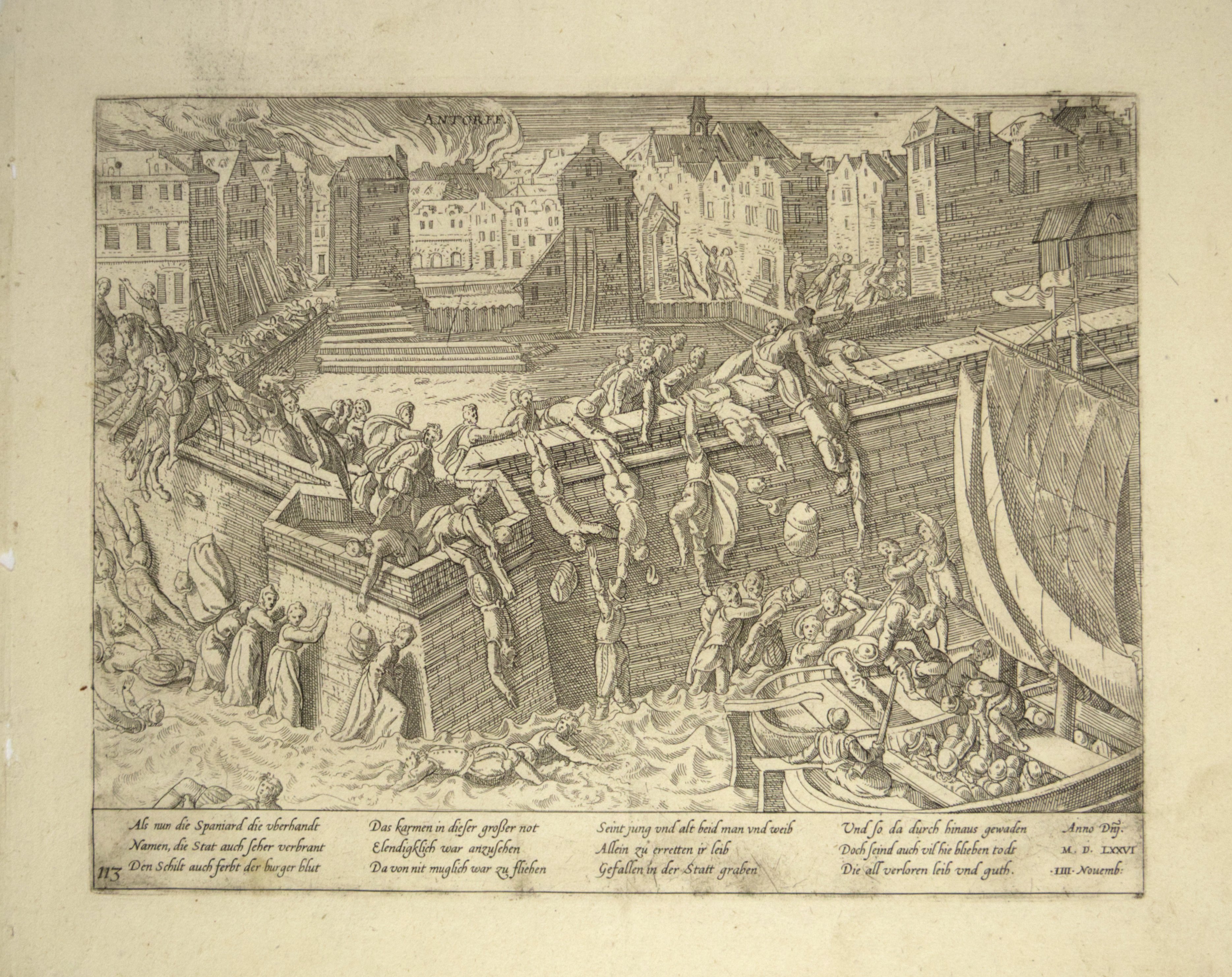 Das Wüten der Spanier in Antwerpen im November 1576 (Hogenberg) (Städtisches Museum Schloss Rheydt CC BY)