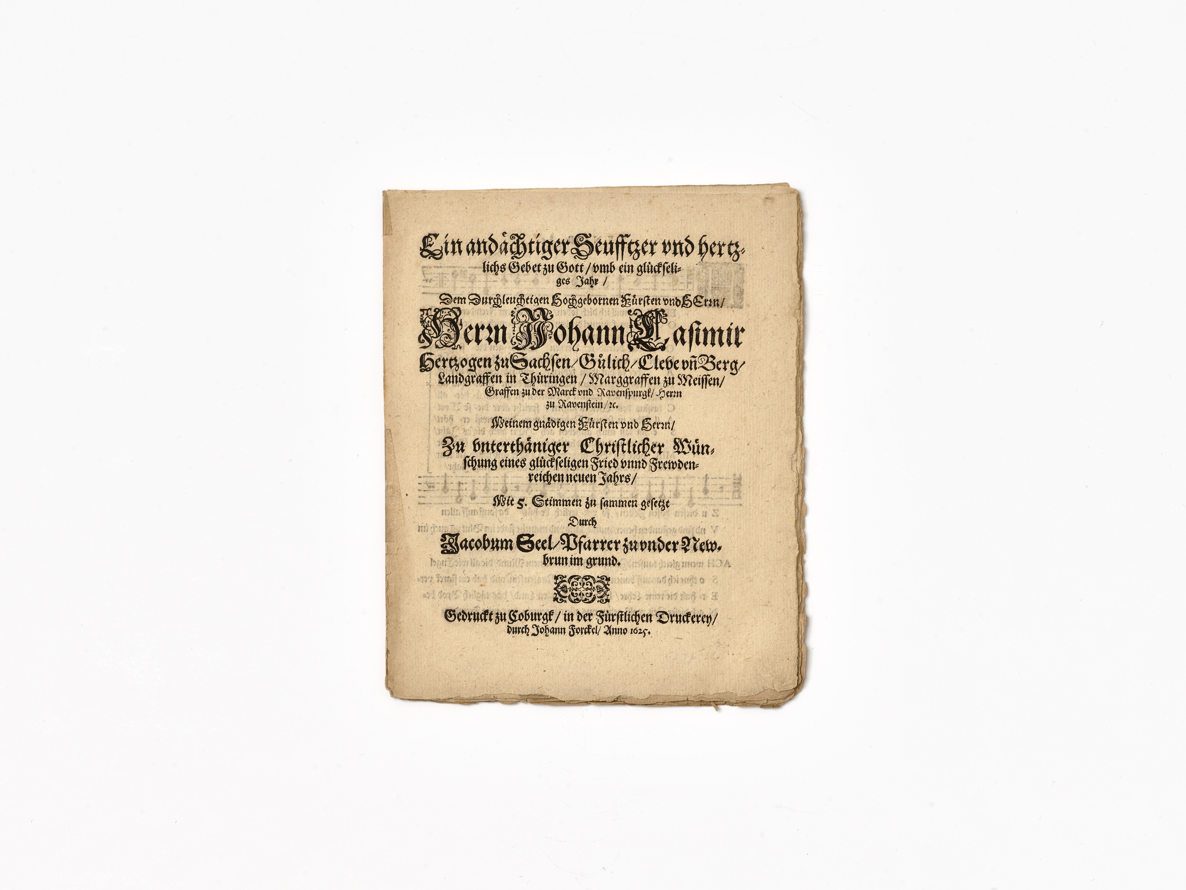 Liederbuch für Herzog Johann Casimir von Sachsen-Coburg, selbsternannter Herzog von Jülich-Kleve-Berg, 1625 (Städtisches Museum Schloss Rheydt CC BY)