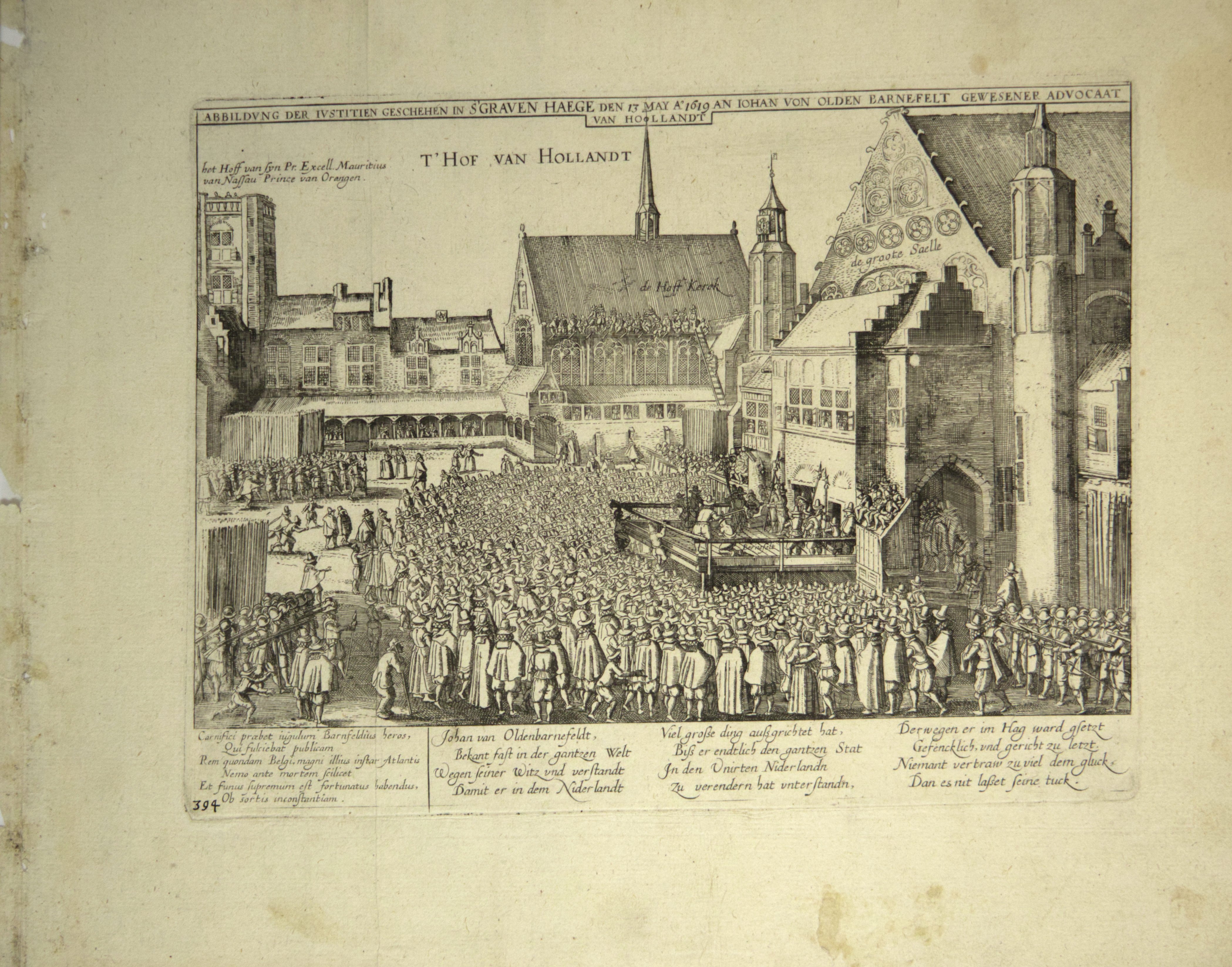 Johann van Oldenbarnevelt wird in Den Haag am 13. Mai 1619 hingerichtet (Hogenberg) (Städtisches Museum Schloss Rheydt CC BY)