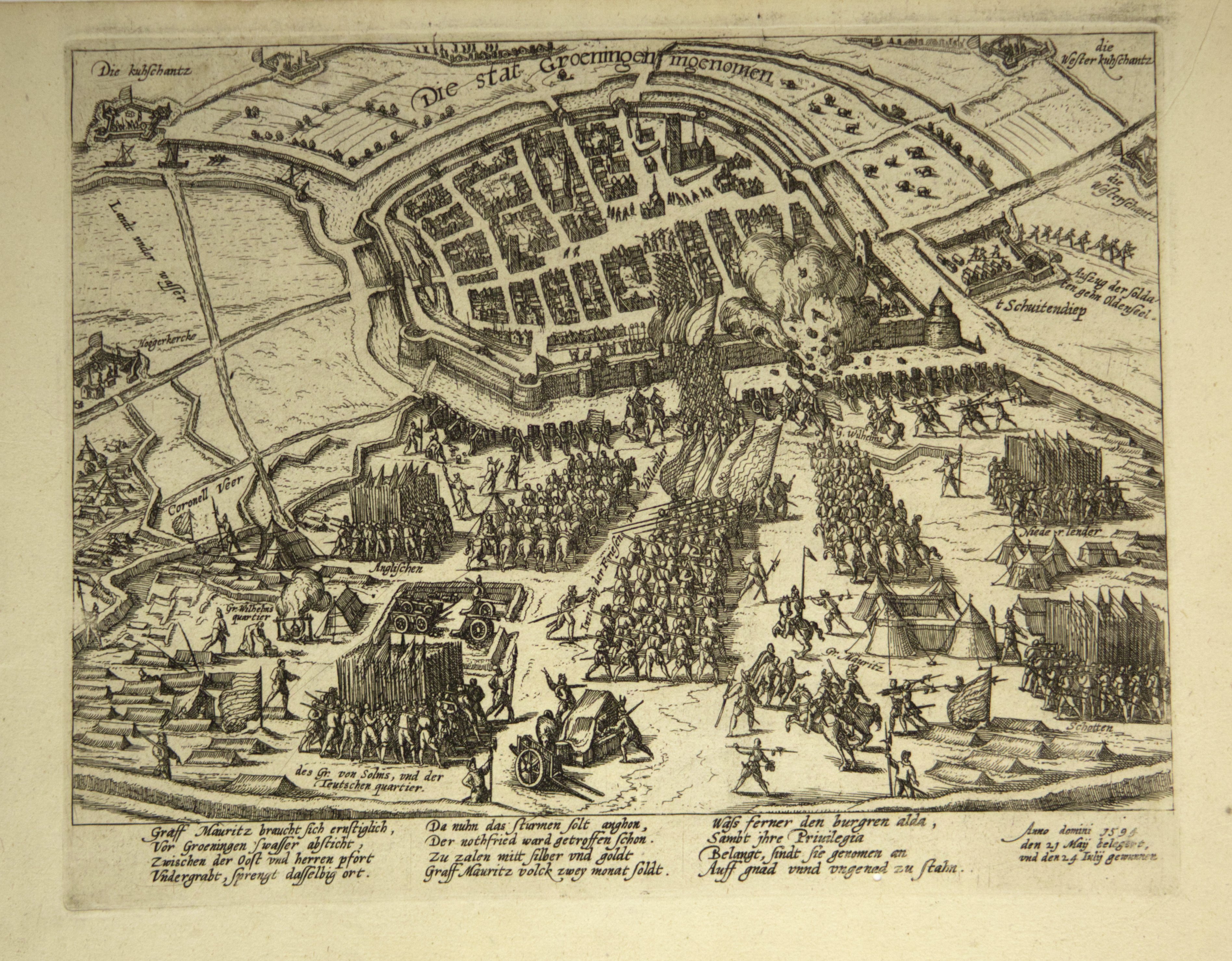 Groningen durch Moritz von Nassau im Juli 1594 eingenommen (Hogenberg) (Städtisches Museum Schloss Rheydt CC BY)