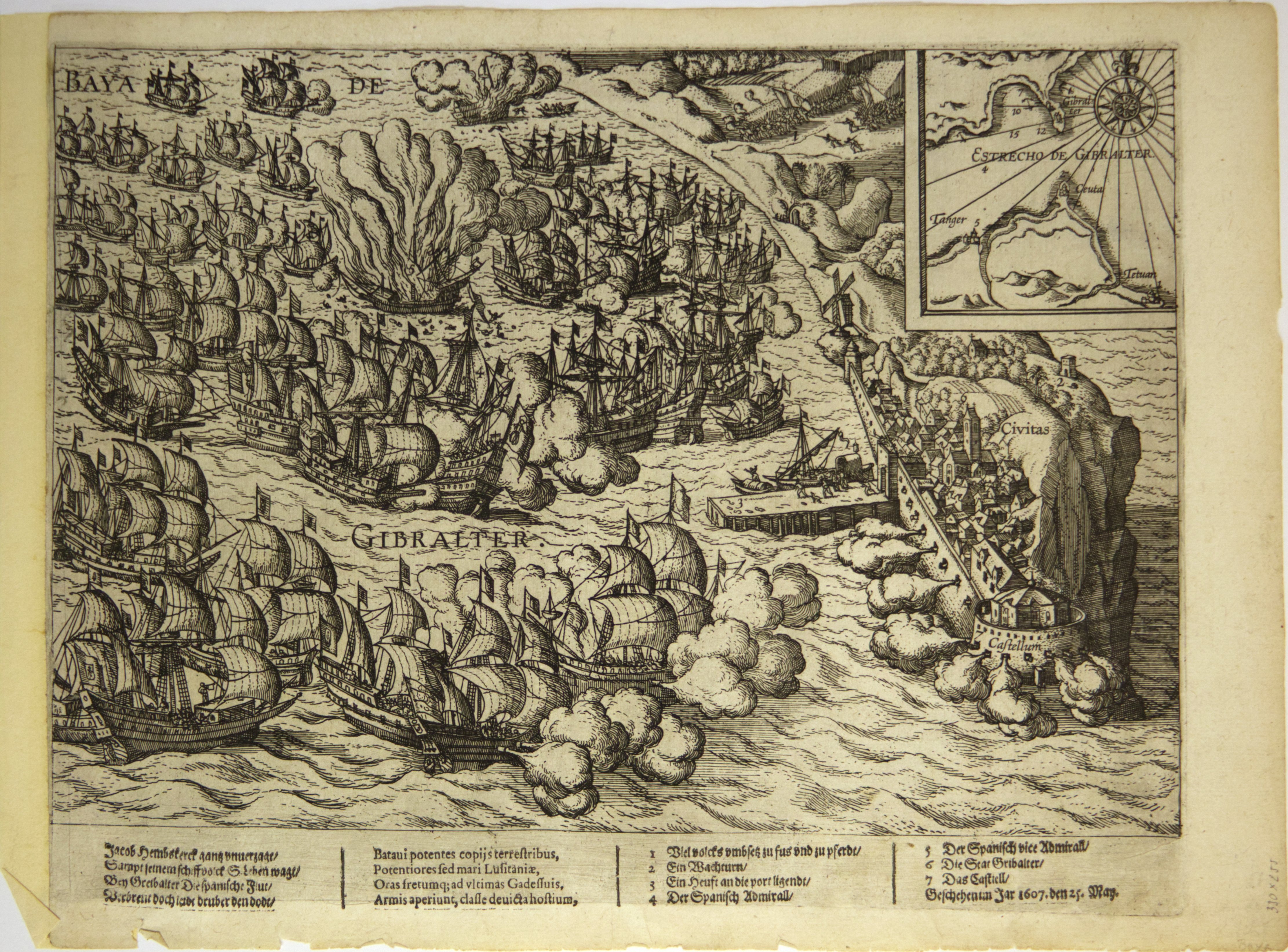 Die Seeschlacht bei Gibraltar am 25. Mai 1607 (Hogenberg) (Städtisches Museum Schloss Rheydt CC BY)
