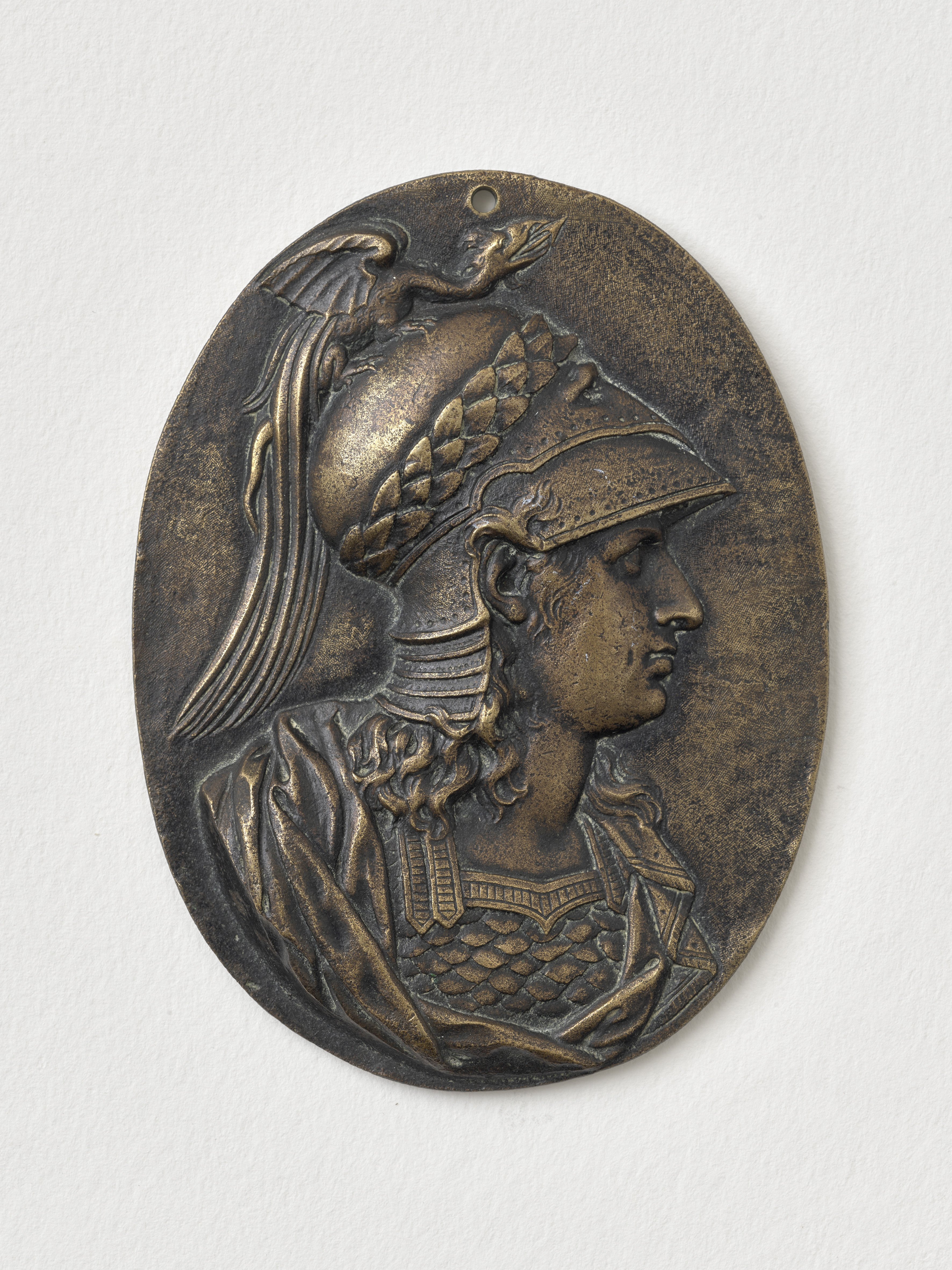 Bronzemedaillon mit Büste der Pallas Athene, französisch, 2. Hälfte 16. Jh. (Städtisches Museum Schloss Rheydt CC0)