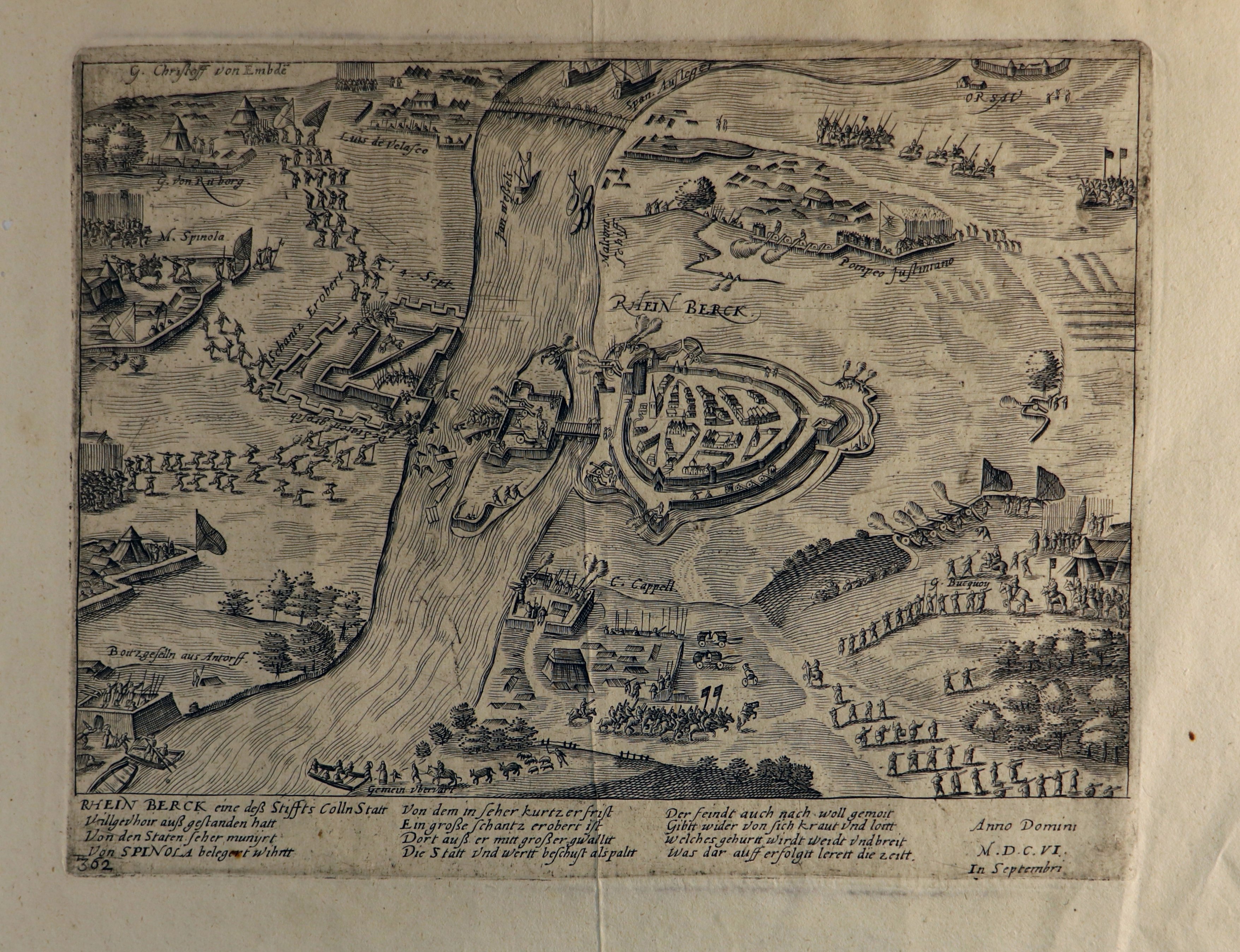 Belagerung von Rheinberg durch Spinola, September 1606 (Hogenberg) (Städtisches Museum Schloss Rheydt CC BY)