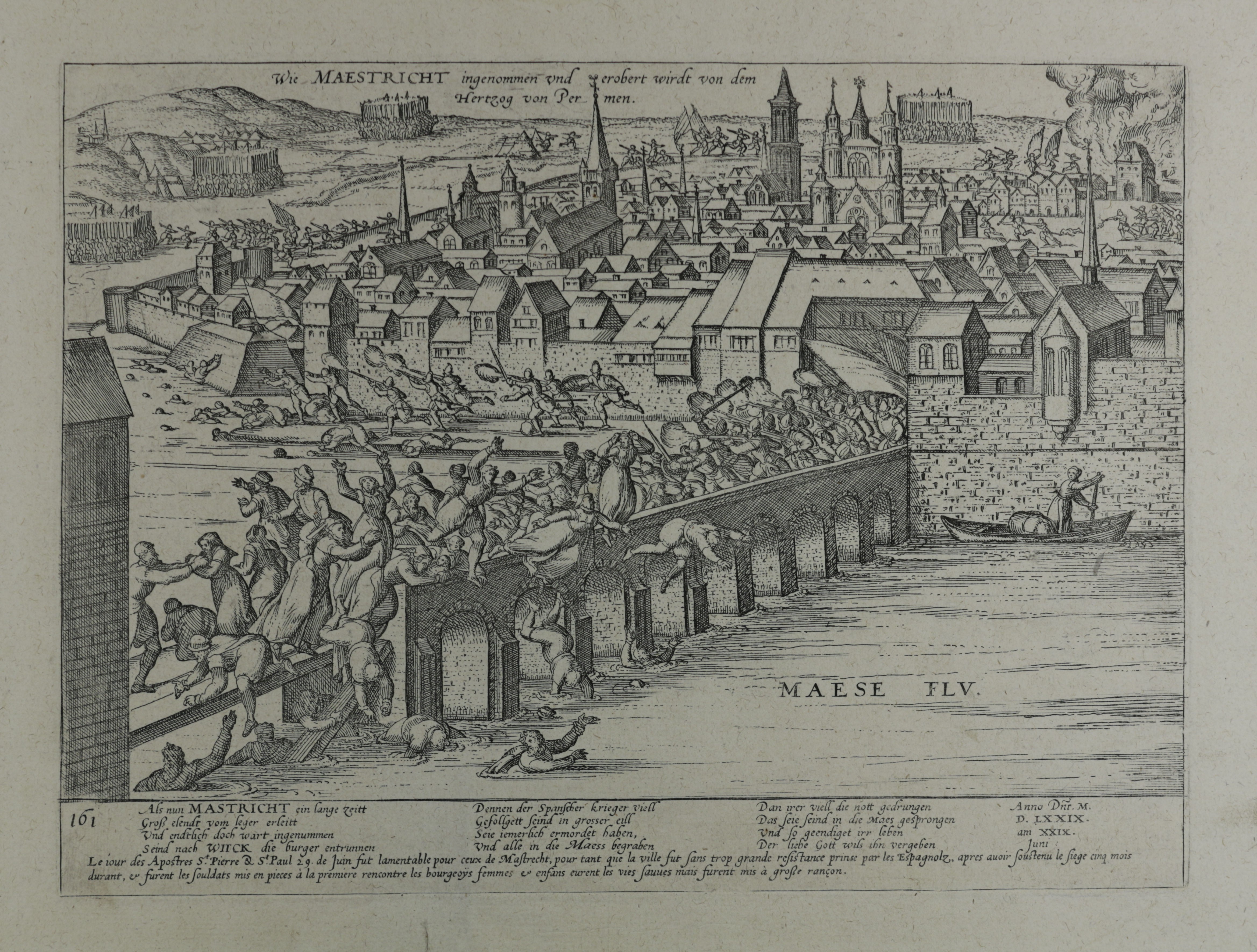 Kupferstich zur Eroberung von Maastricht, Juni 1579 (Städtisches Museum Schloss Rheydt CC BY)