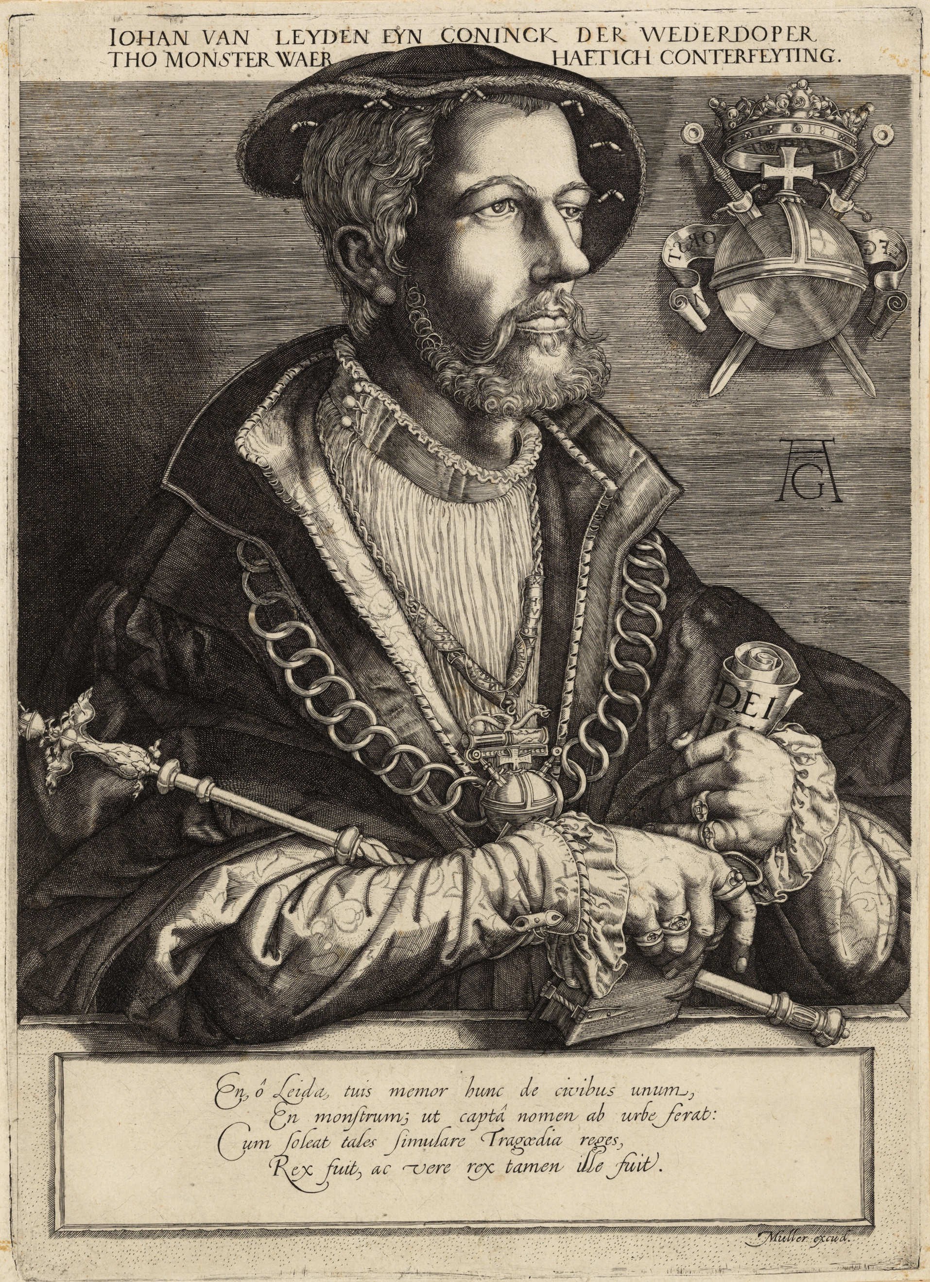 Jan Müller (1571-1628) nach Heinreich Aldegrever (1502-1555): Jan van Leiden, um 1600 (Städtisches Museum Schloss Rheydt CC BY)