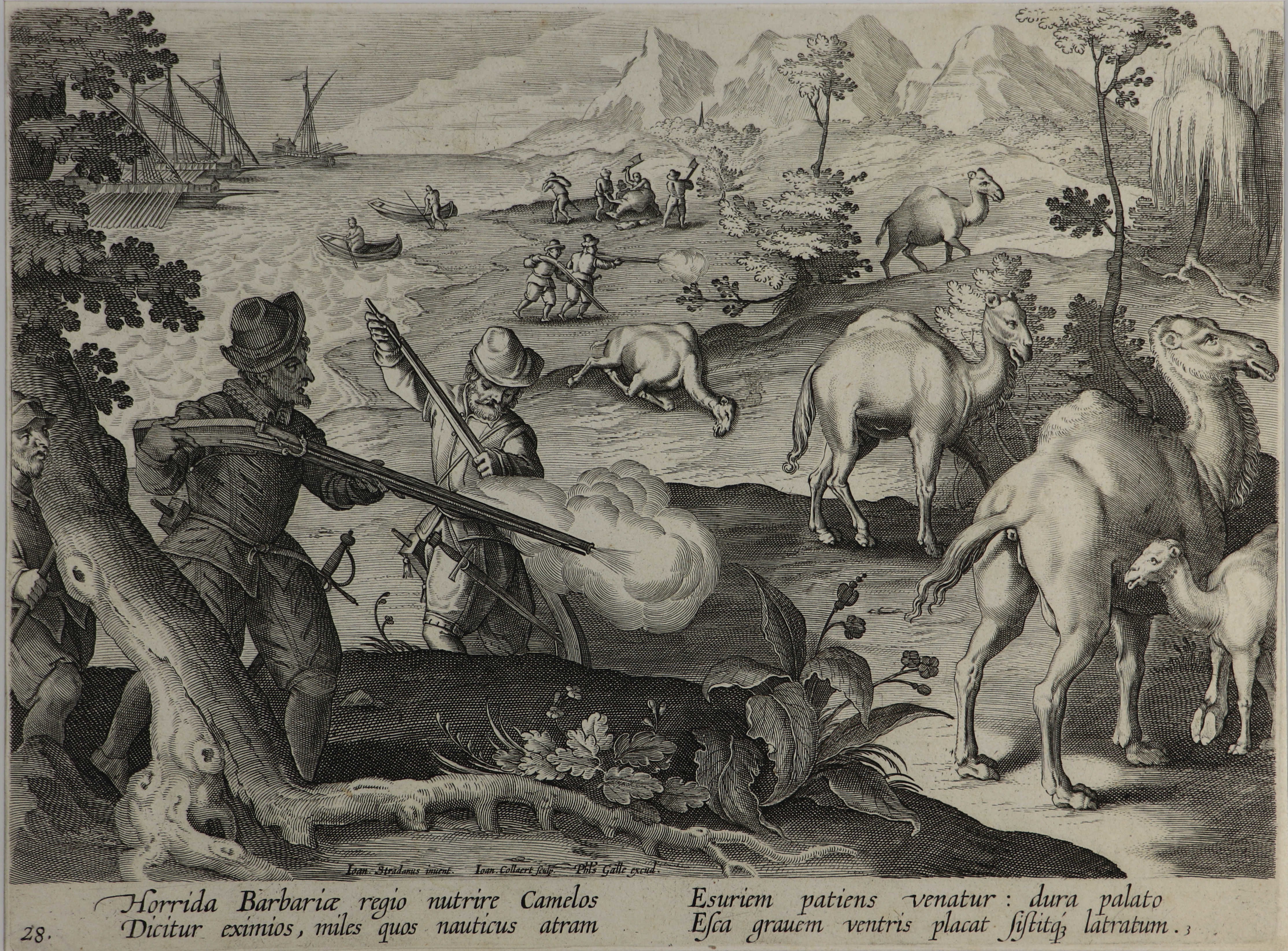 Johannes Stradanus (1523-1605)/Phillip Galle (1537-1612), Die Kameljagd (Städtisches Museum Schloss Rheydt CC BY)
