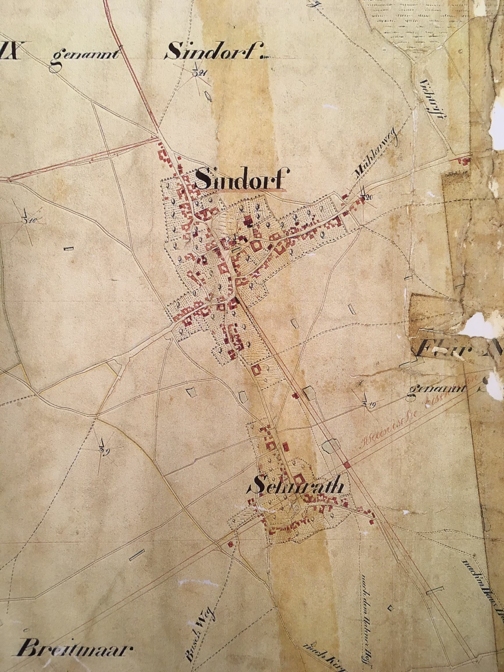Karte | Bürgermeisterei Sindorf | Sindorf und Sehnrath | 1827