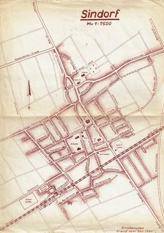 Straßenkarte von Sindorf 1962 (SPD Sindorf CC BY-NC-SA)