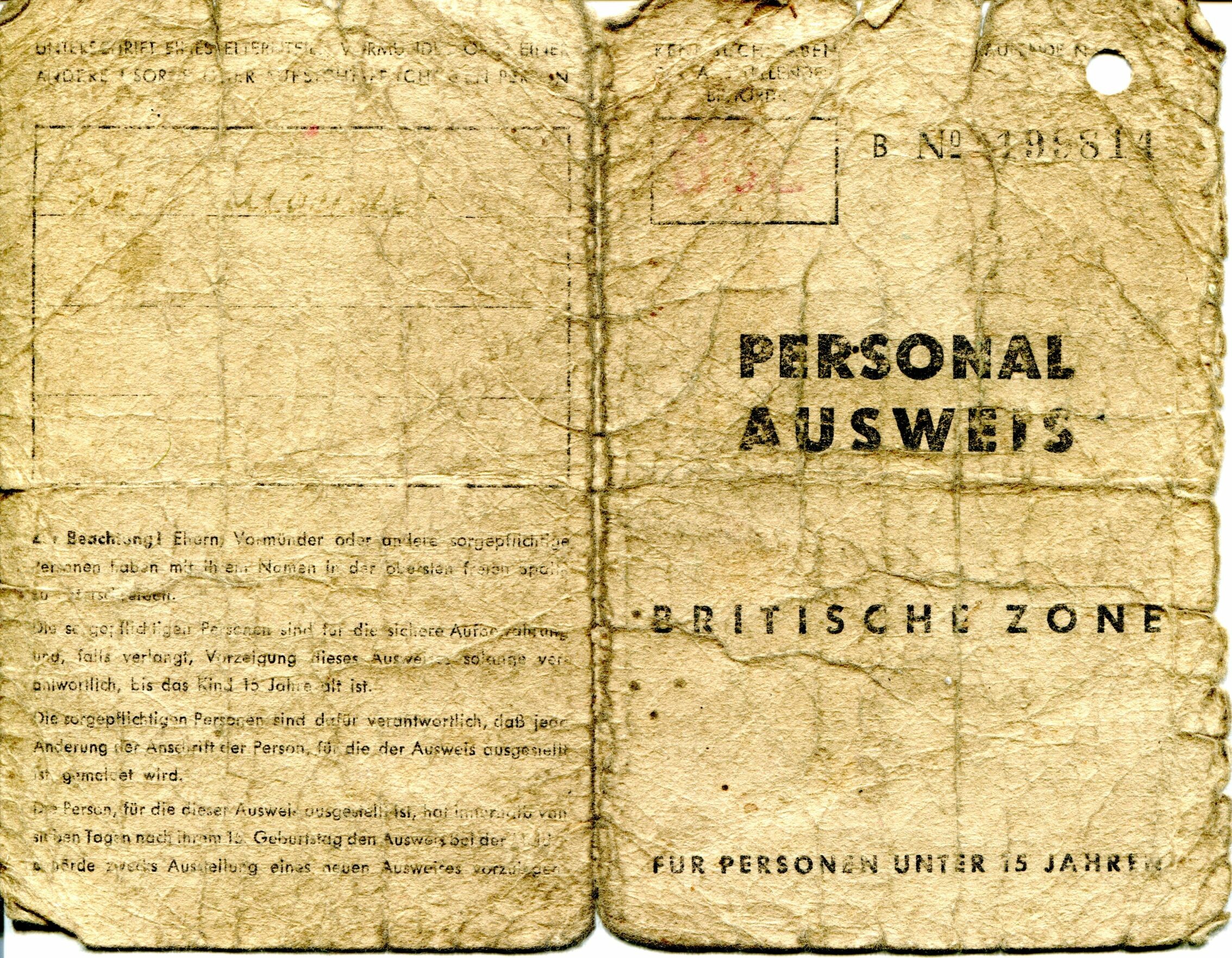 Personalausweis | Britische Zone | 1950 (Heimatmuseum Sindorf CC BY-NC-SA)