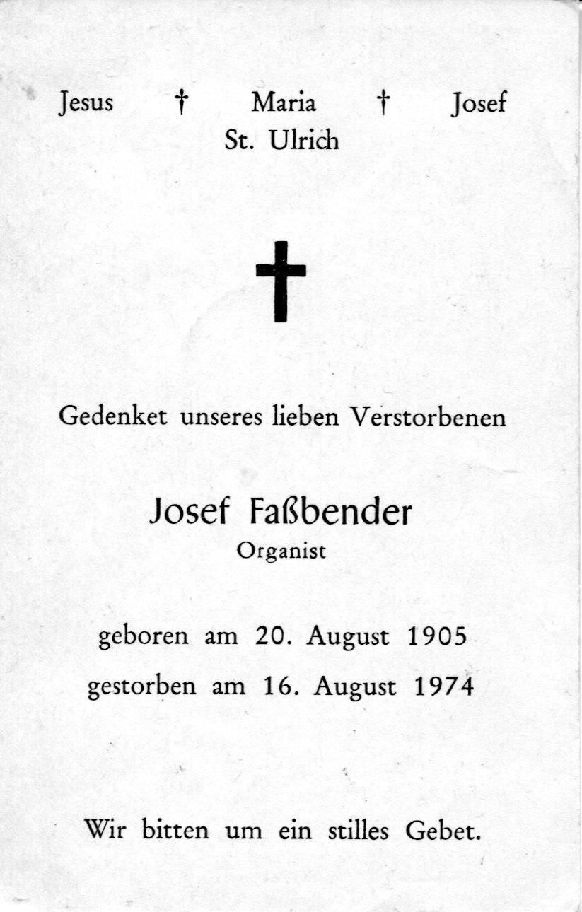Totenzettel | Josef Faßbender (Heimatmuseum Sindorf CC BY-NC-SA)