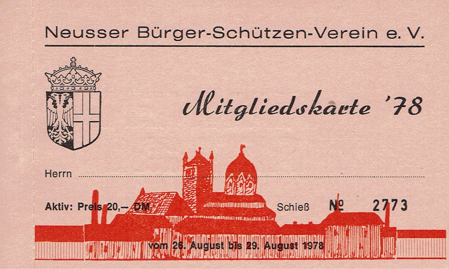Festkarte Neuss 1978 (aktiv) VS (Rheinisches Schützenmuseum Neuss CC BY-NC-SA)