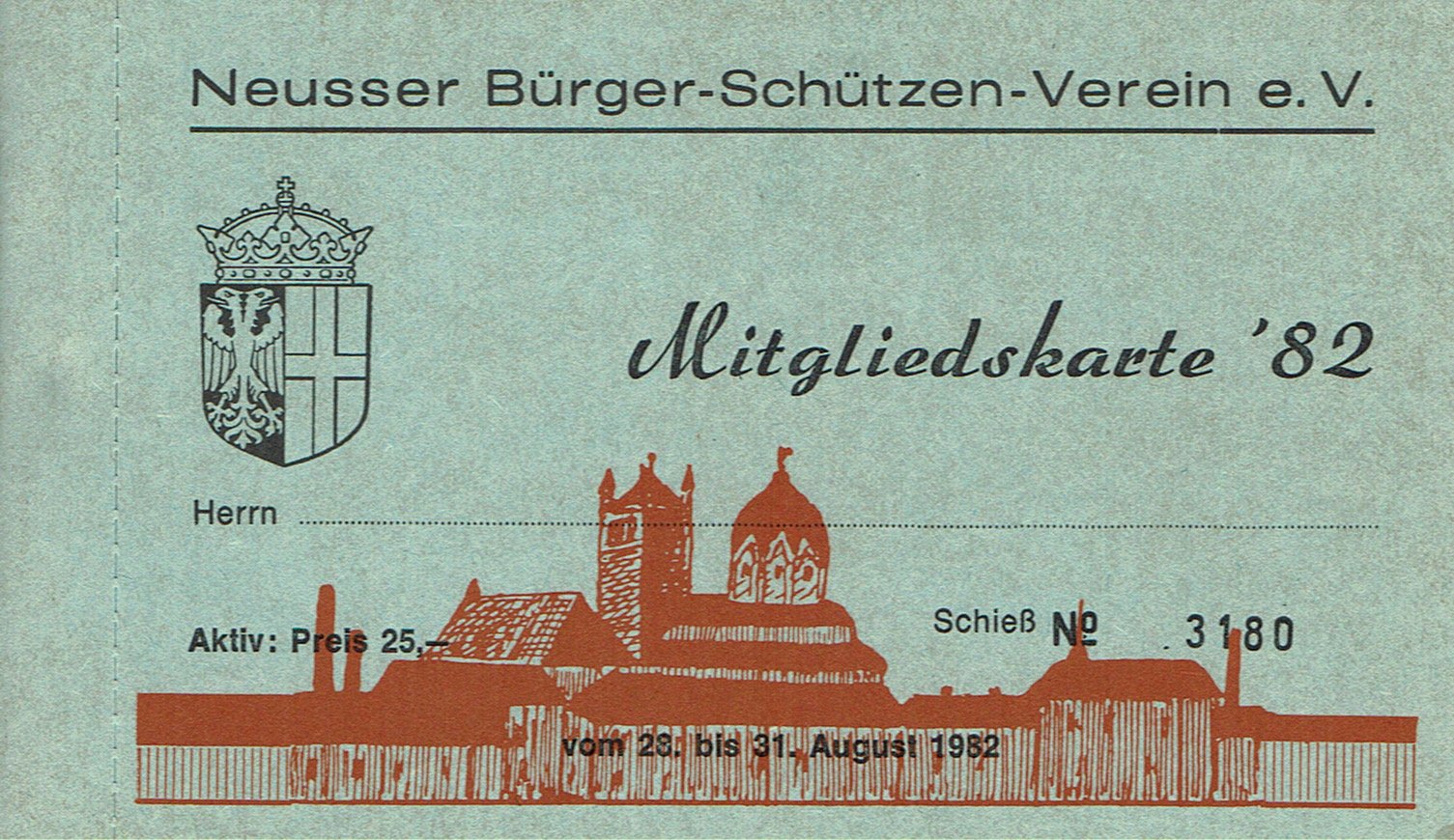 Festkarte Neuss 1982 (aktiv) VS (Rheinisches Schützenmuseum Neuss CC BY-NC-SA)