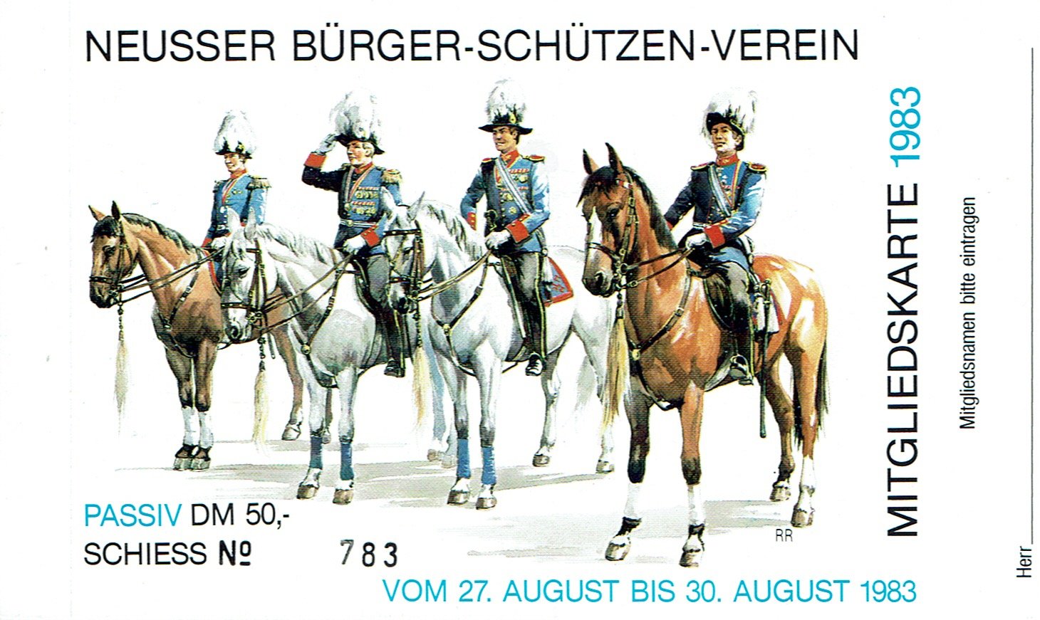 Festkarte Neuss 1983 (passiv) VS (Rheinisches Schützenmuseum Neuss CC BY-NC-SA)