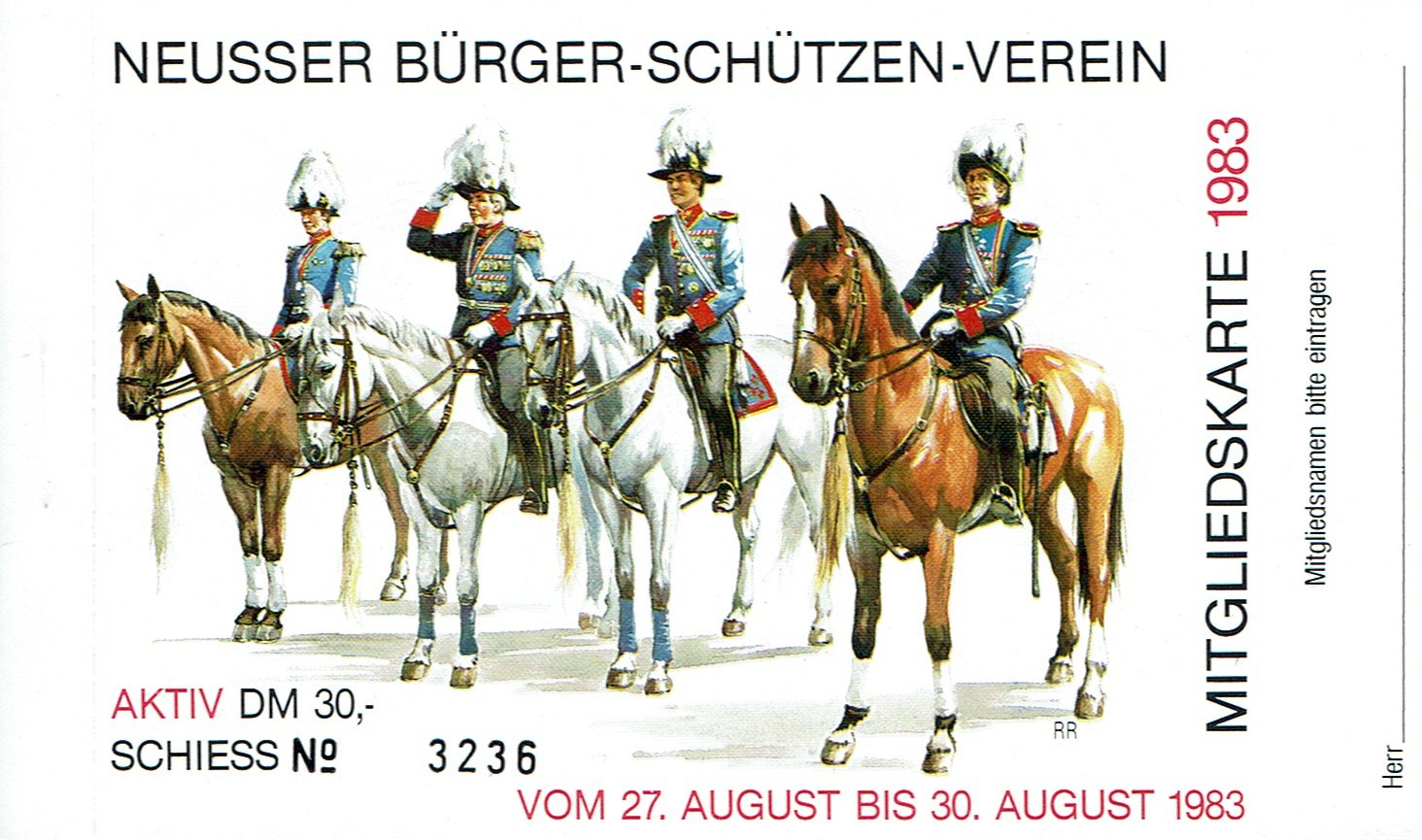 Festkarte Neuss 1983 (aktiv) VS (Rheinisches Schützenmuseum Neuss CC BY-NC-SA)