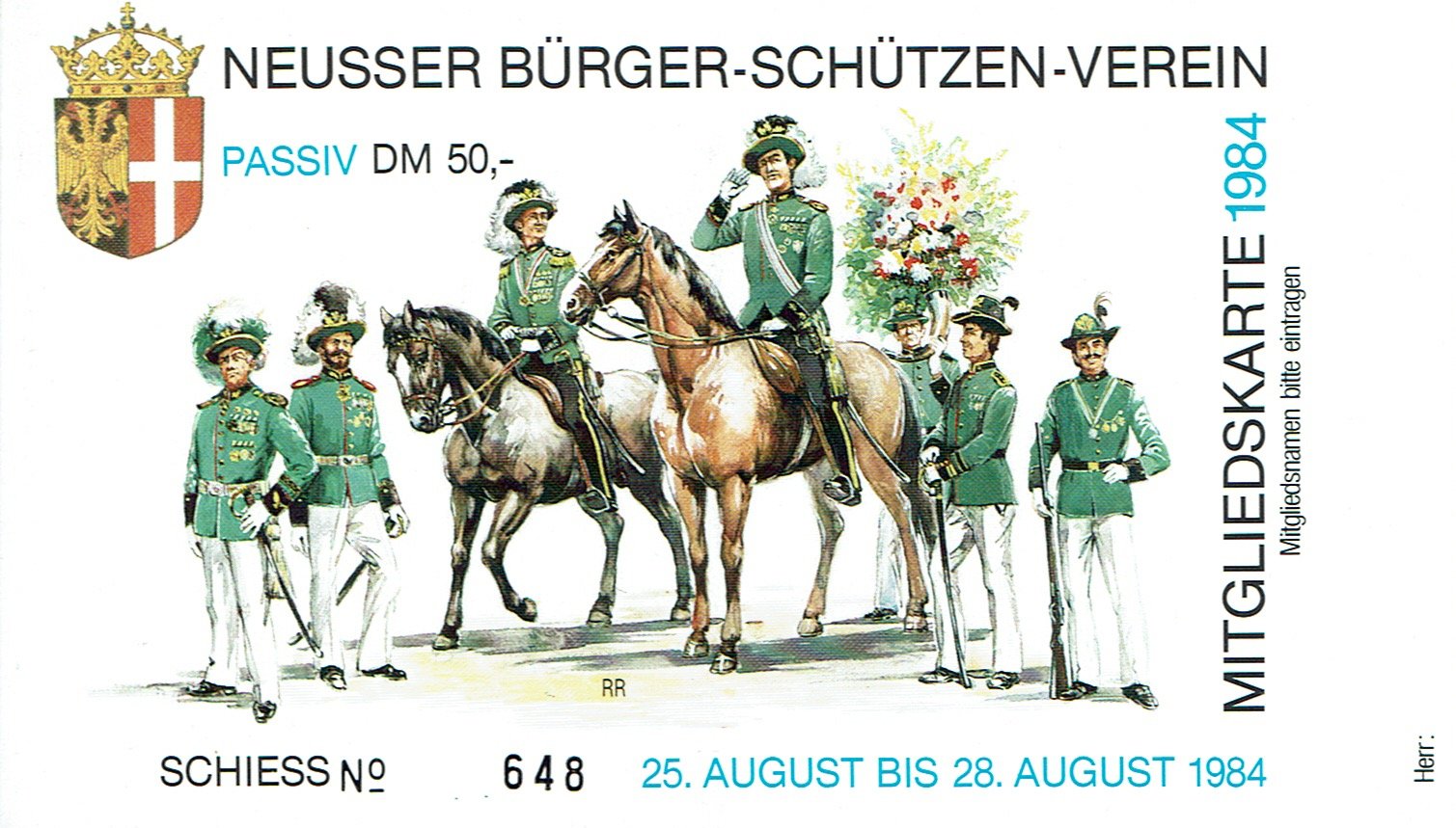 Festkarte Neuss 1984 (passiv) VS (Rheinisches Schützenmuseum Neuss CC BY-NC-SA)