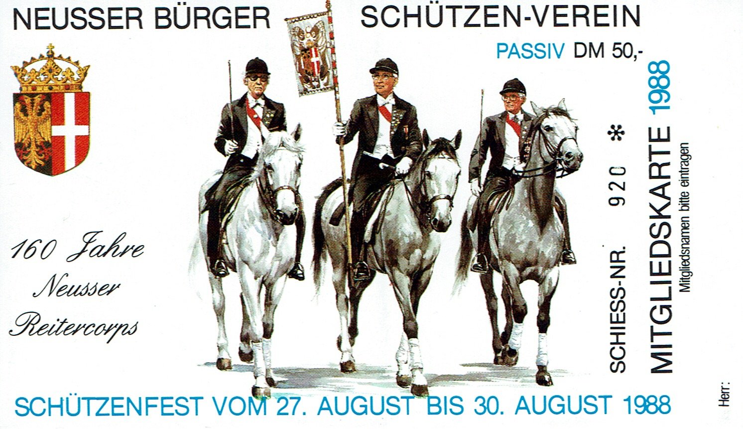 Festkarte Neuss 1988 (passiv) VS (Rheinisches Schützenmuseum Neuss CC BY-NC-SA)