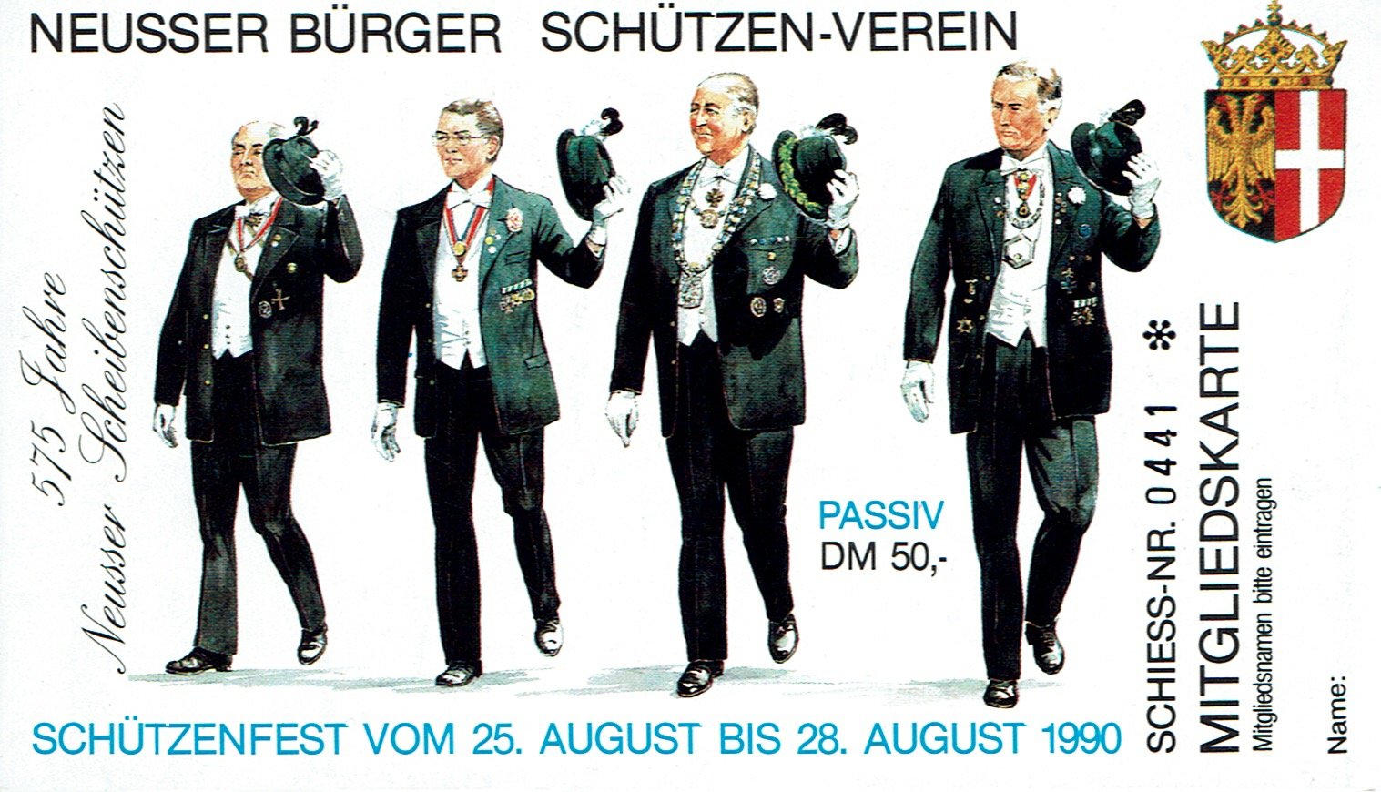 Festkarte Neuss 1990 (passiv) VS (Rheinisches Schützenmuseum Neuss CC BY-NC-SA)