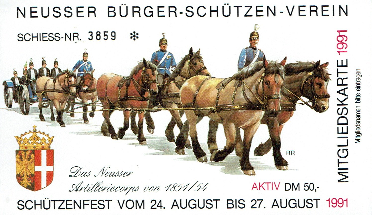 Festkarte Neuss 1991 (aktiv) VS (Rheinisches Schützenmuseum Neuss CC BY-NC-SA)