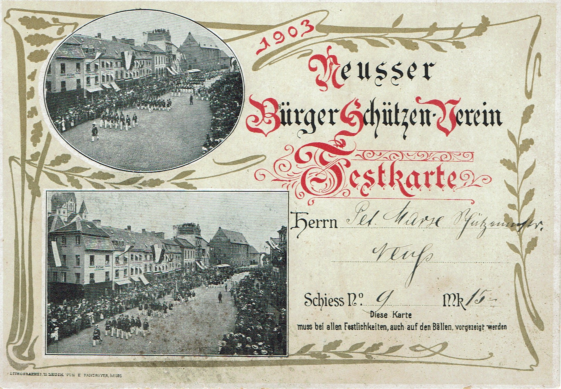 Festkarte Neuss 1903 (Rheinisches Schützenmuseum Neuss CC BY-NC-SA)