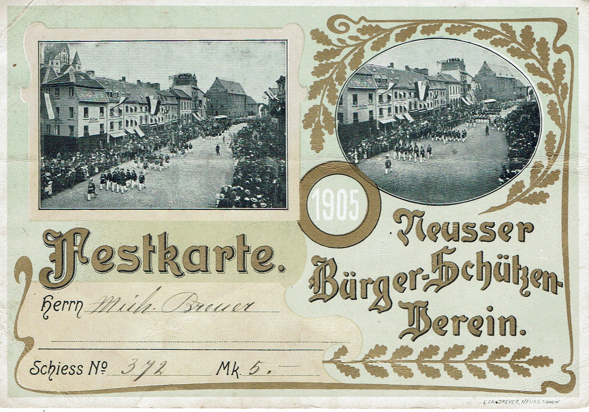 Festkarte Neuss 1905 (Rheinisches Schützenmuseum Neuss CC BY-NC-SA)