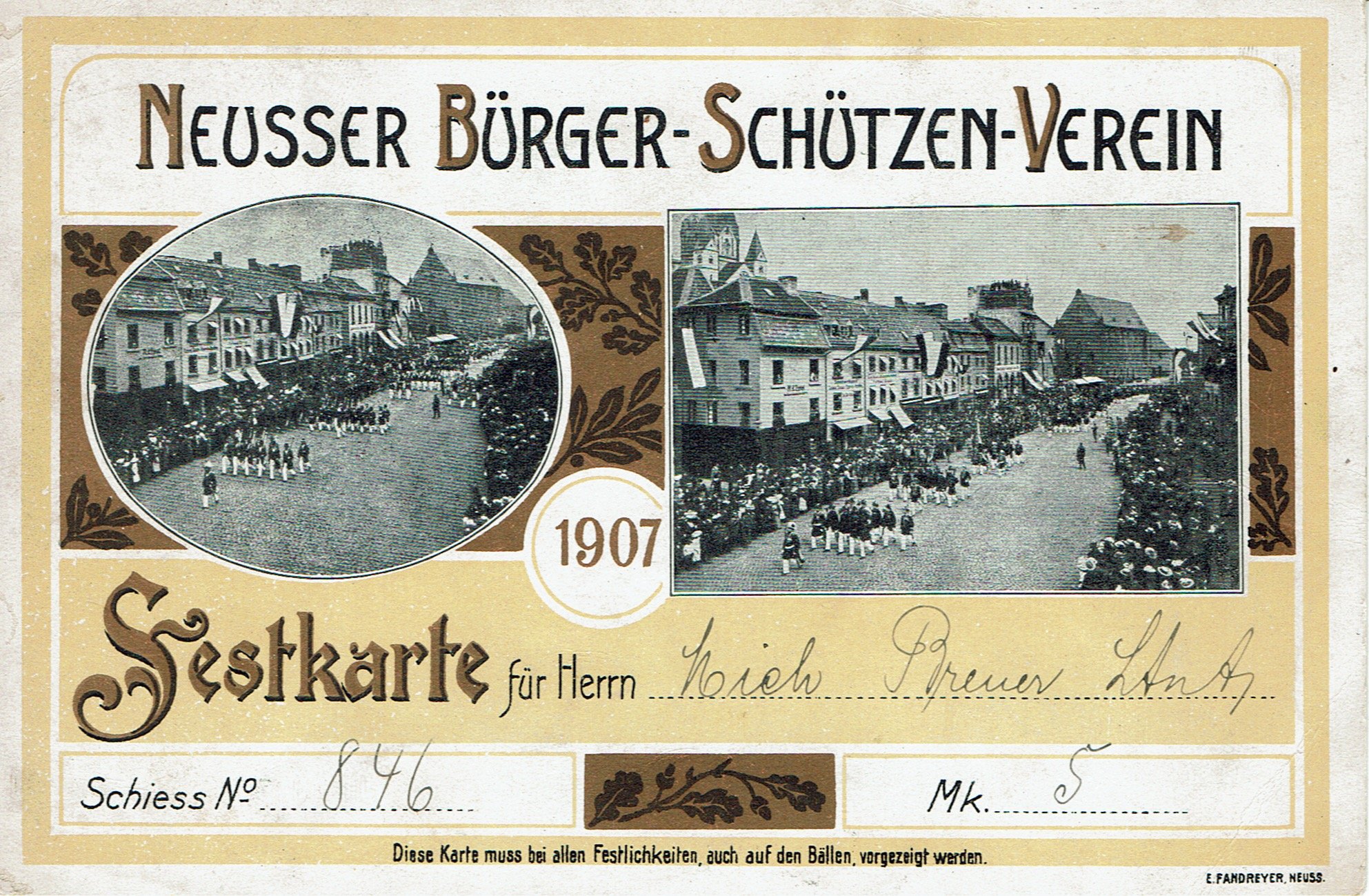 Festkarte Neuss 1907 (Rheinisches Schützenmuseum Neuss CC BY-NC-SA)