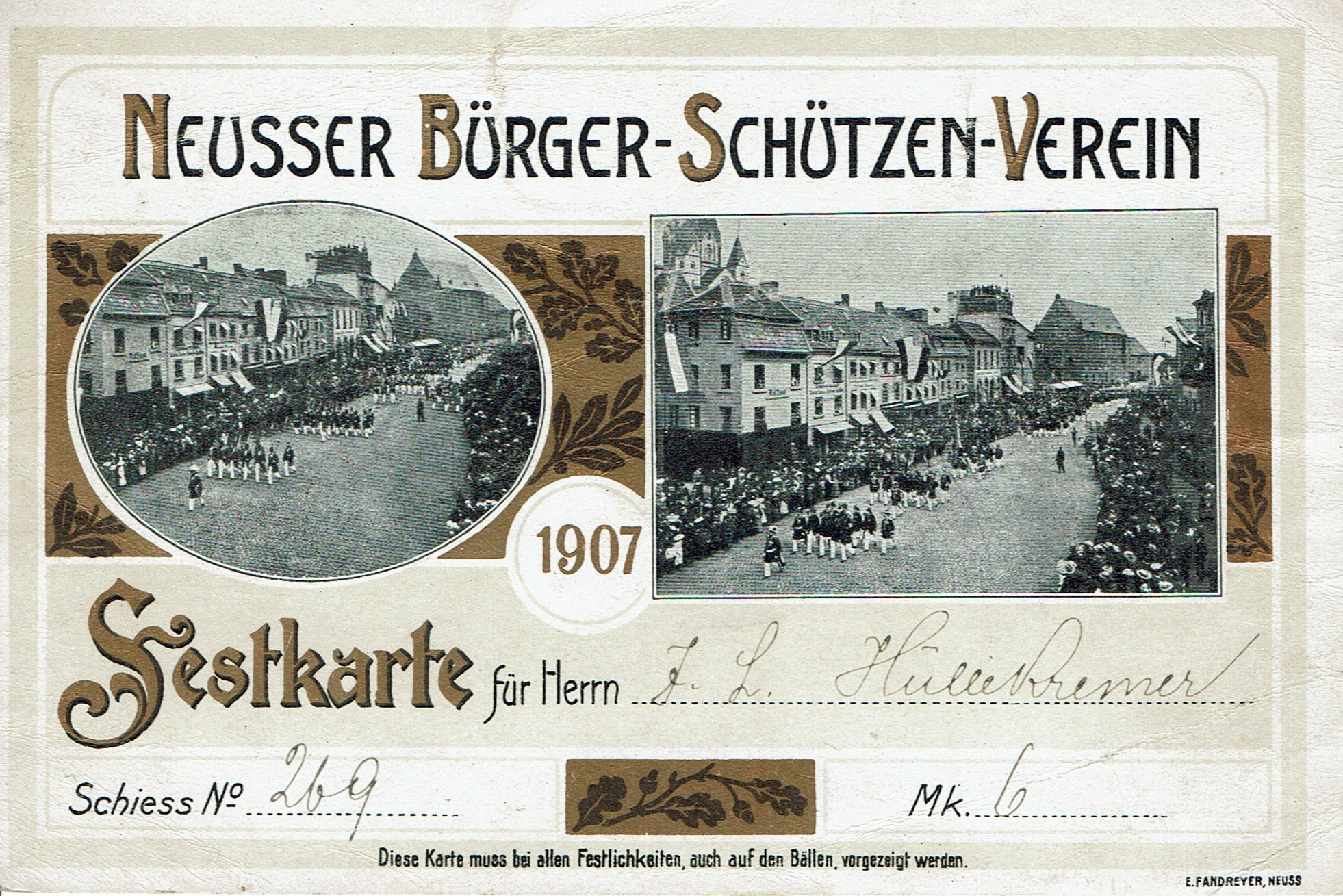 Festkarte Neuss 1907 (Rheinisches Schützenmuseum Neuss CC BY-NC-SA)