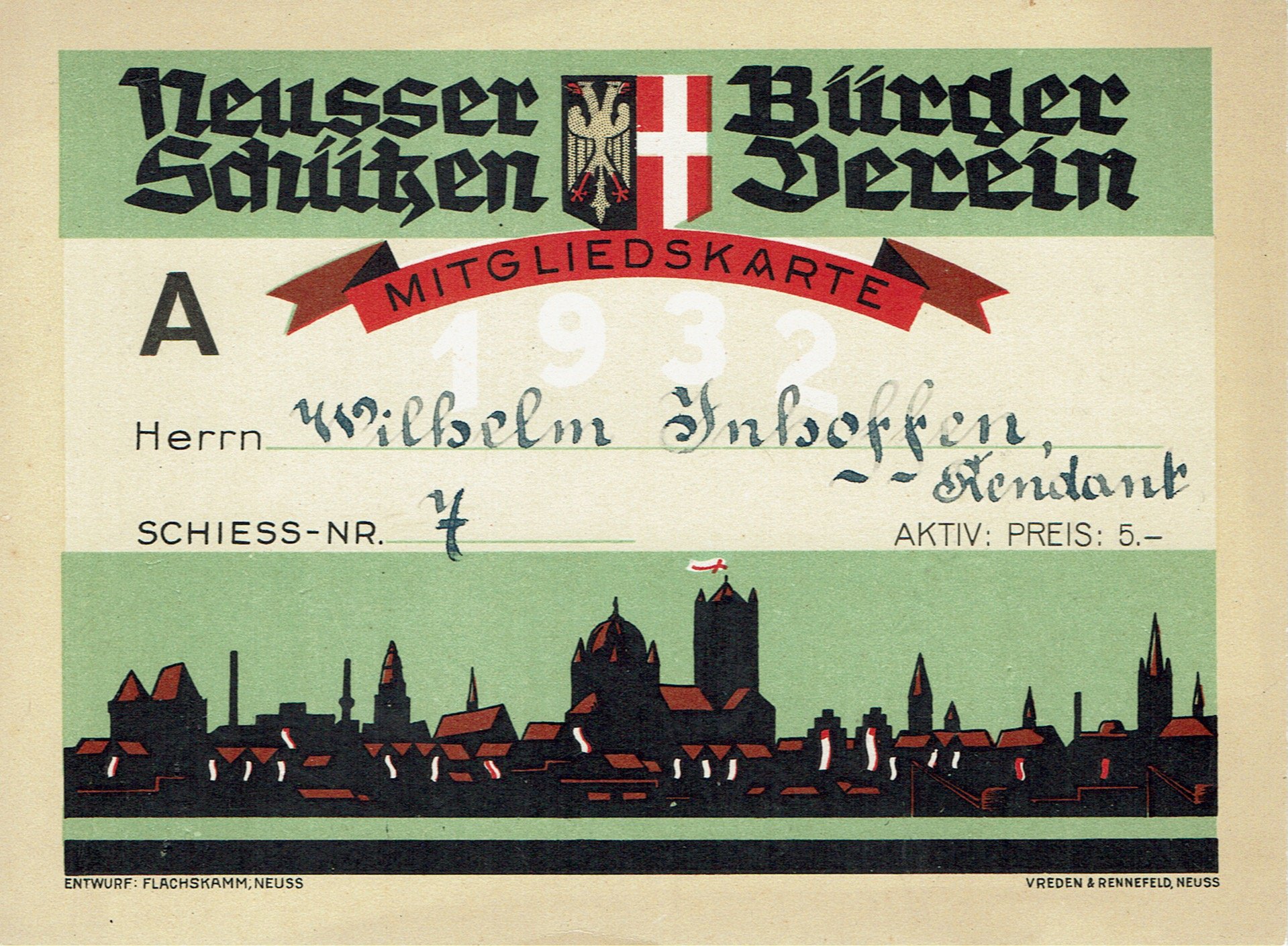 Festkarte Neuss 1932 (Rheinisches Schützenmuseum Neuss CC BY-NC-SA)