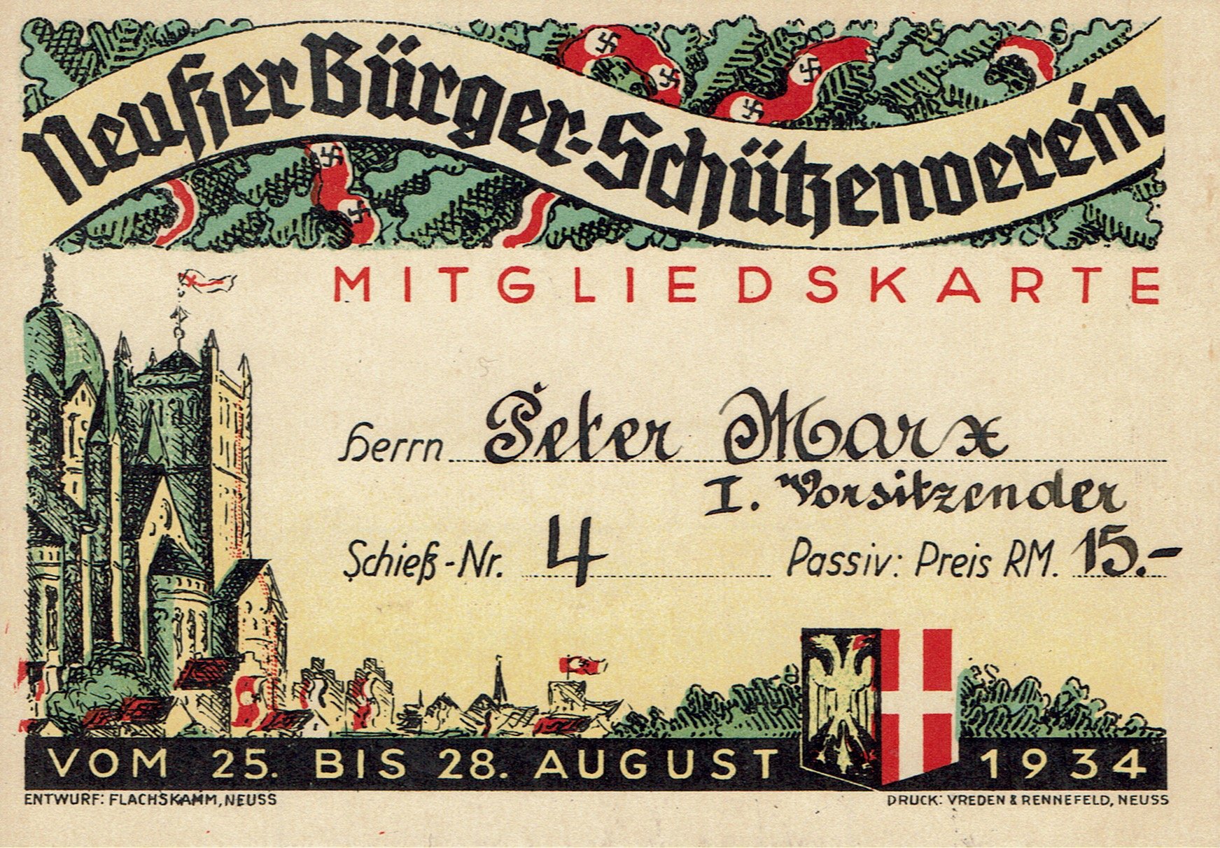 Festkarte Neuss 1934 (Rheinisches Schützenmuseum Neuss CC BY-NC-SA)
