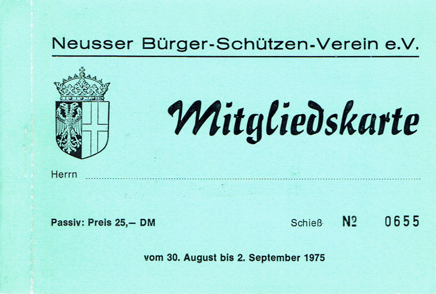Festkarte Neuss 1975 (passiv) VS (Rheinisches Schützenmuseum Neuss CC BY-NC-SA)