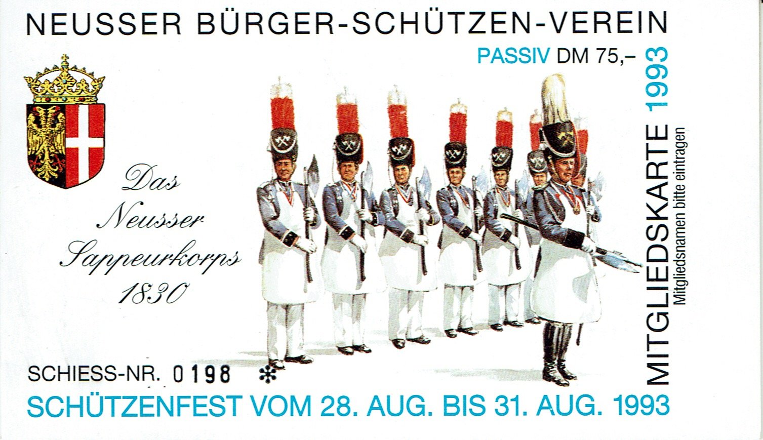 Festkarte Neuss 1993 (passiv) VS (Rheinisches Schützenmuseum Neuss CC BY-NC-SA)