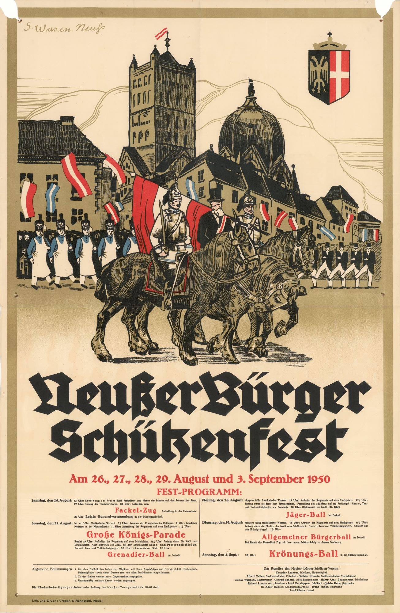 Festplakat Schützenfest Neuss 1950 (Rheinisches Schützenmuseum Neuss CC BY-NC-SA)
