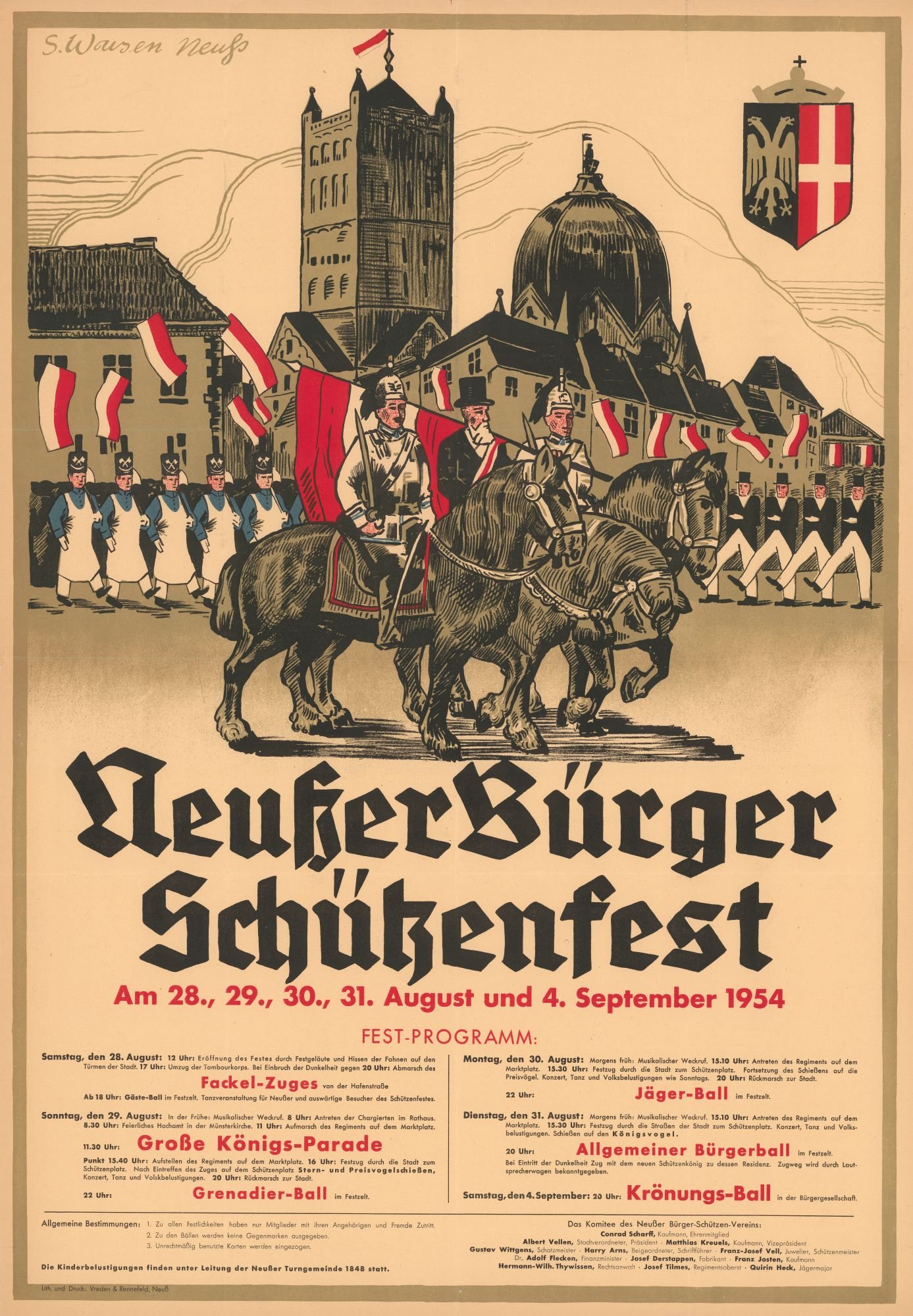 Festplakat Schützenfest Neuss 1954 (Rheinisches Schützenmuseum Neuss CC BY-NC-SA)