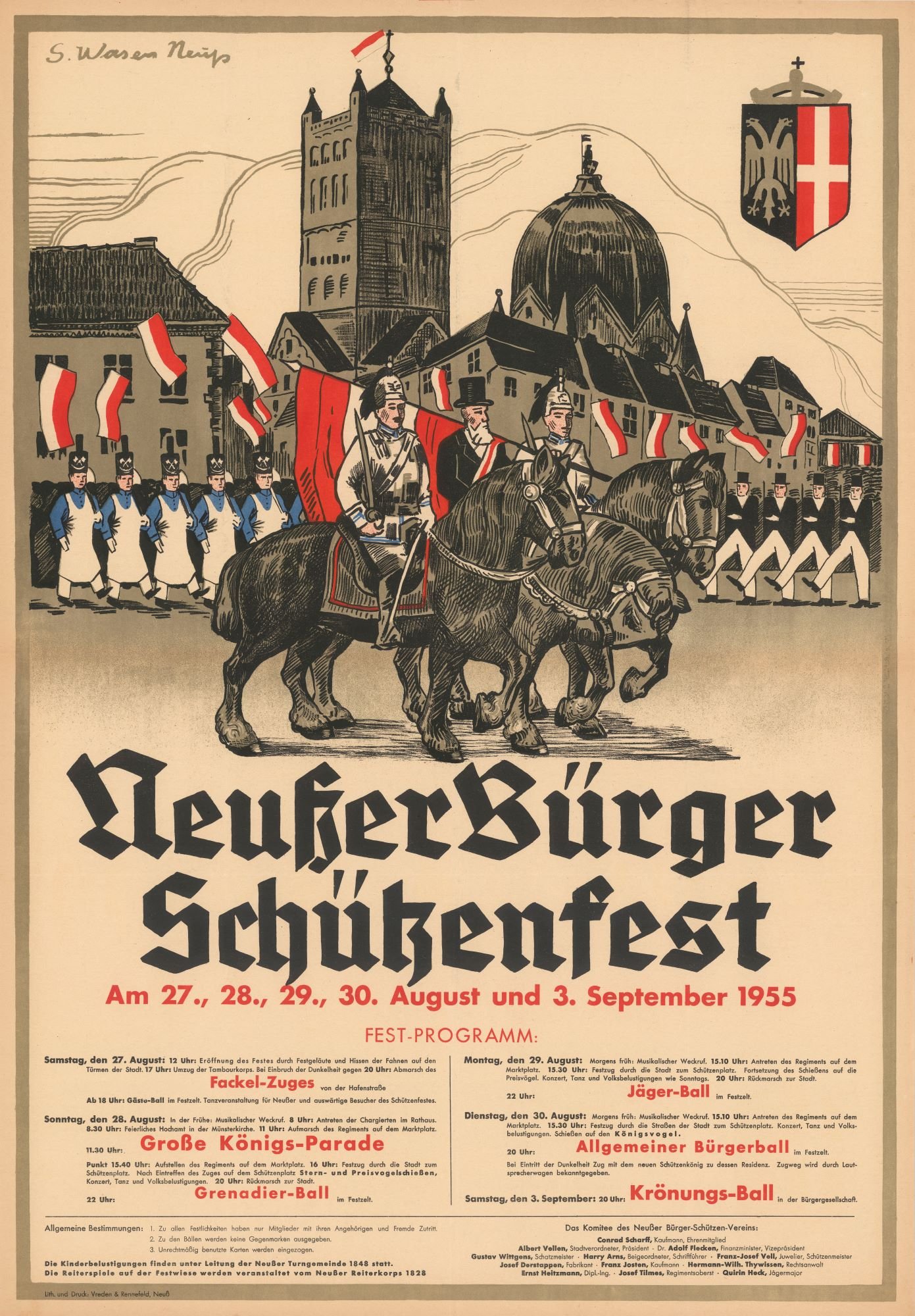 Festplakat Schützenfest Neuss 1955 (Rheinisches Schützenmuseum Neuss CC BY-NC-SA)