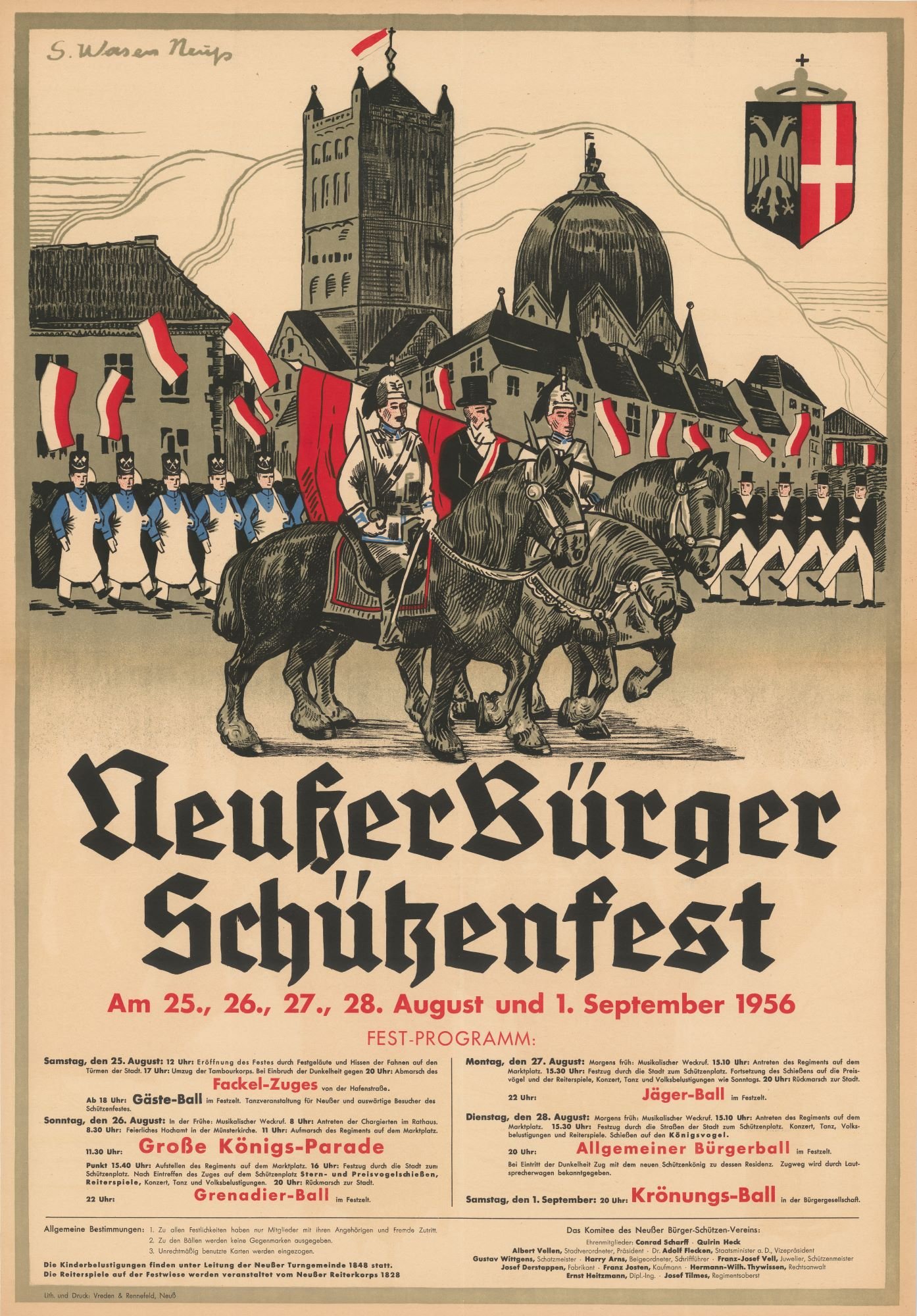 Festplakat Schützenfest Neuss 1956 (Rheinisches Schützenmuseum Neuss CC BY-NC-SA)