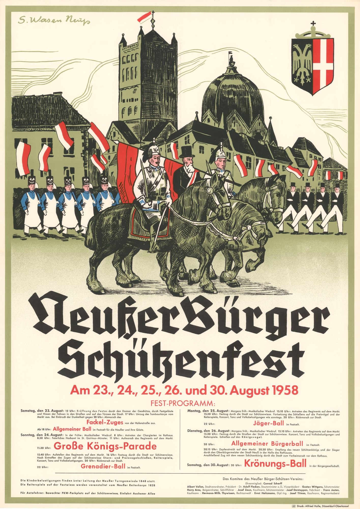 Festplakat Schützenfest Neuss 1958 (Rheinisches Schützenmuseum Neuss CC BY-NC-SA)