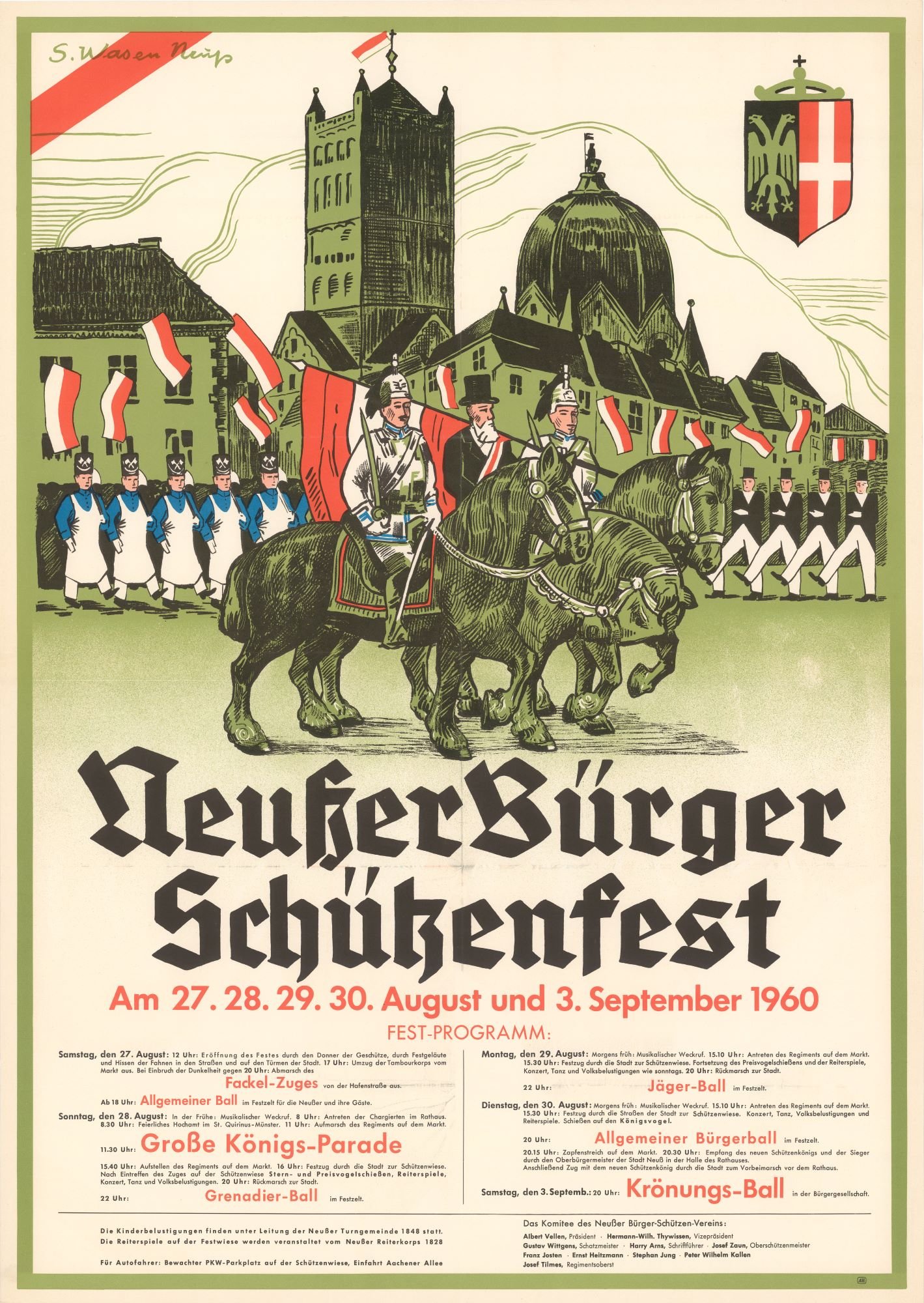 Festplakat Schützenfest Neuss 1960 (Sponsoren) (Rheinisches Schützenmuseum Neuss CC BY-NC-SA)