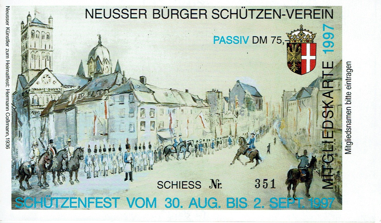 Festkarte Neuss 1997 (passiv) VS (Rheinisches Schützenmuseum Neuss CC BY-NC-SA)