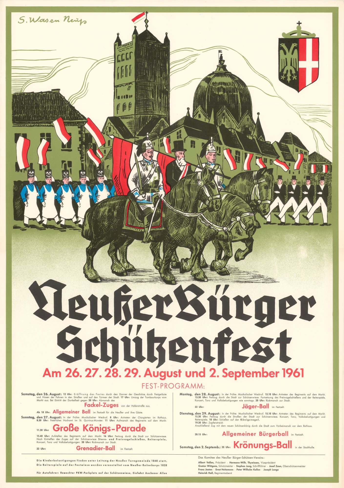 Festplakat Schützenfest Neuss 1961 (Rheinisches Schützenmuseum Neuss CC BY-NC-SA)