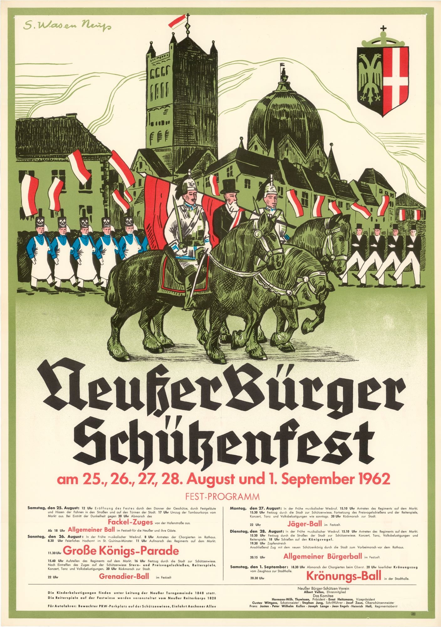 Festplakat Schützenfest Neuss 1962 (Rheinisches Schützenmuseum Neuss CC BY-NC-SA)