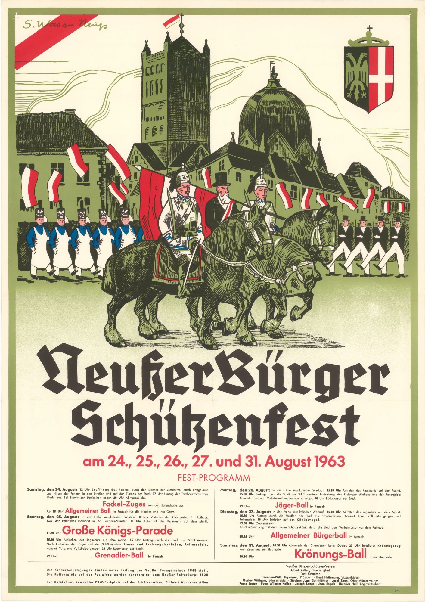 Festplakat Schützenfest Neuss 1963 (Sponsoren) (Rheinisches Schützenmuseum Neuss CC BY-NC-SA)