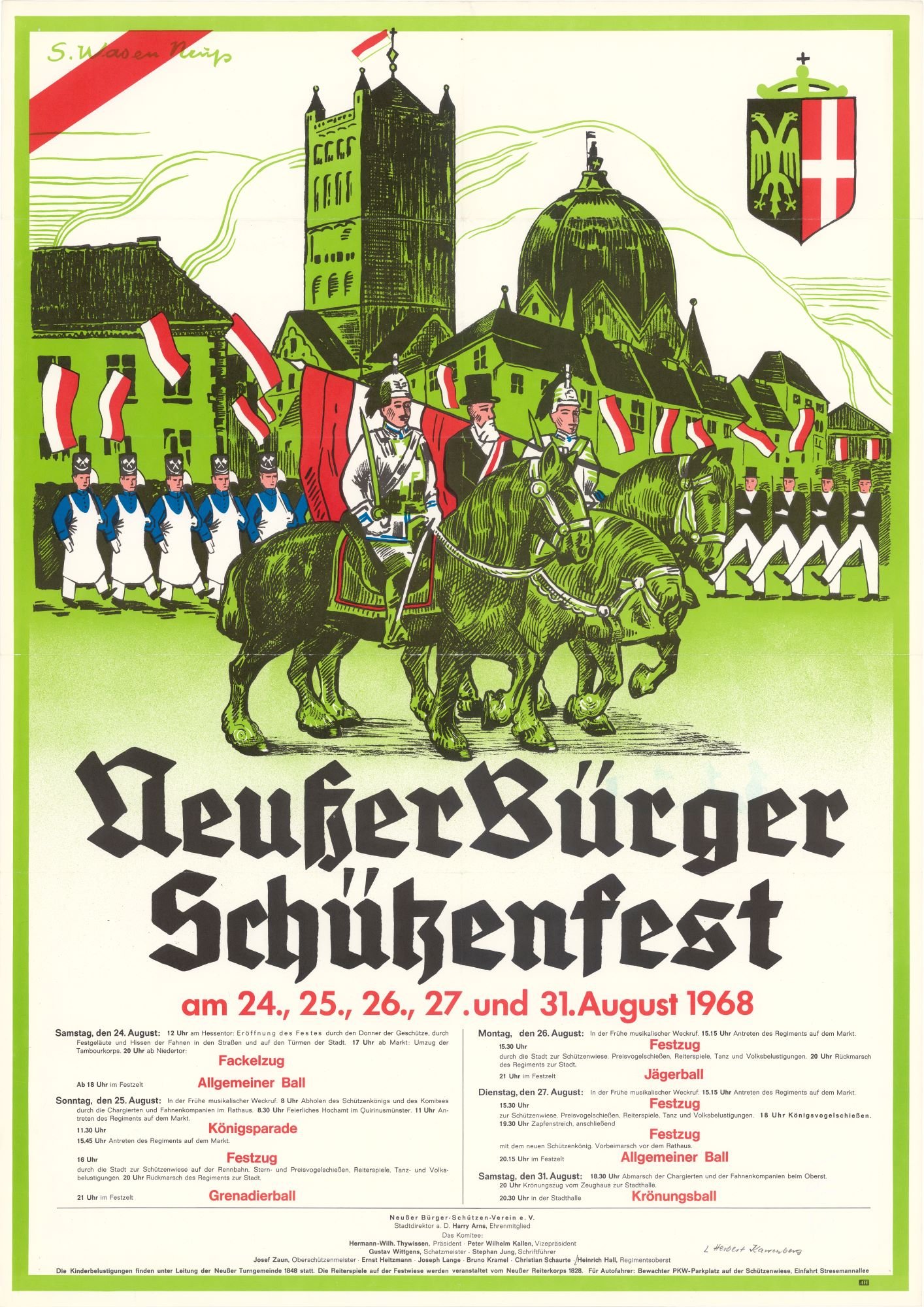 Festplakat Schützenfest Neuss 1968 (Sponsoren) (Rheinisches Schützenmuseum Neuss CC BY-NC-SA)