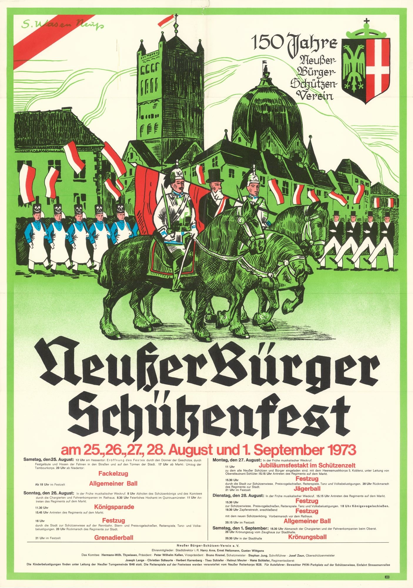 Festplakat Schützenfest Neuss 1973 (Sponsoren) (Rheinisches Schützenmuseum Neuss CC BY-NC-SA)