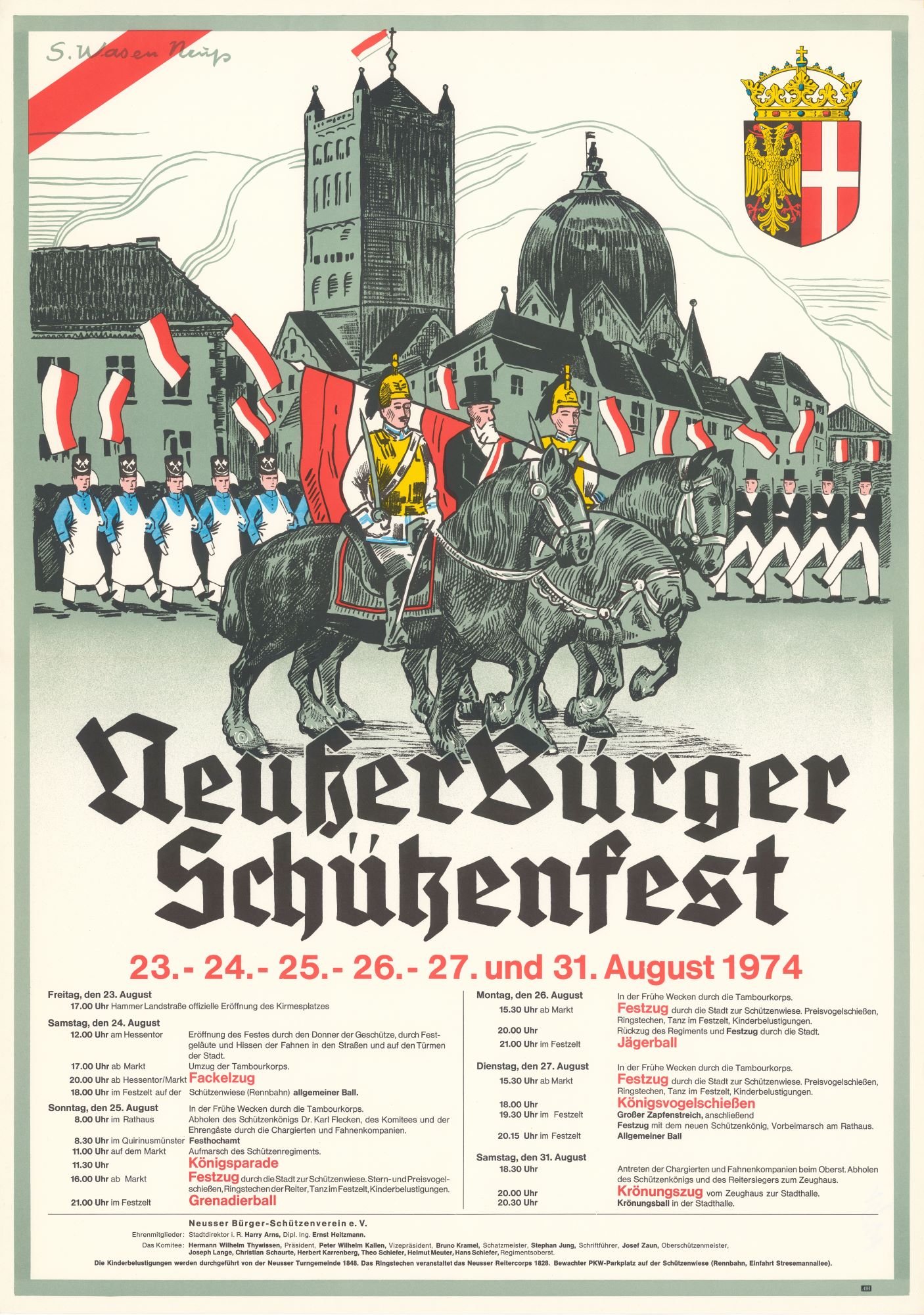 Festplakat Schützenfest Neuss 1974 (Sponsoren) (Rheinisches Schützenmuseum Neuss CC BY-NC-SA)