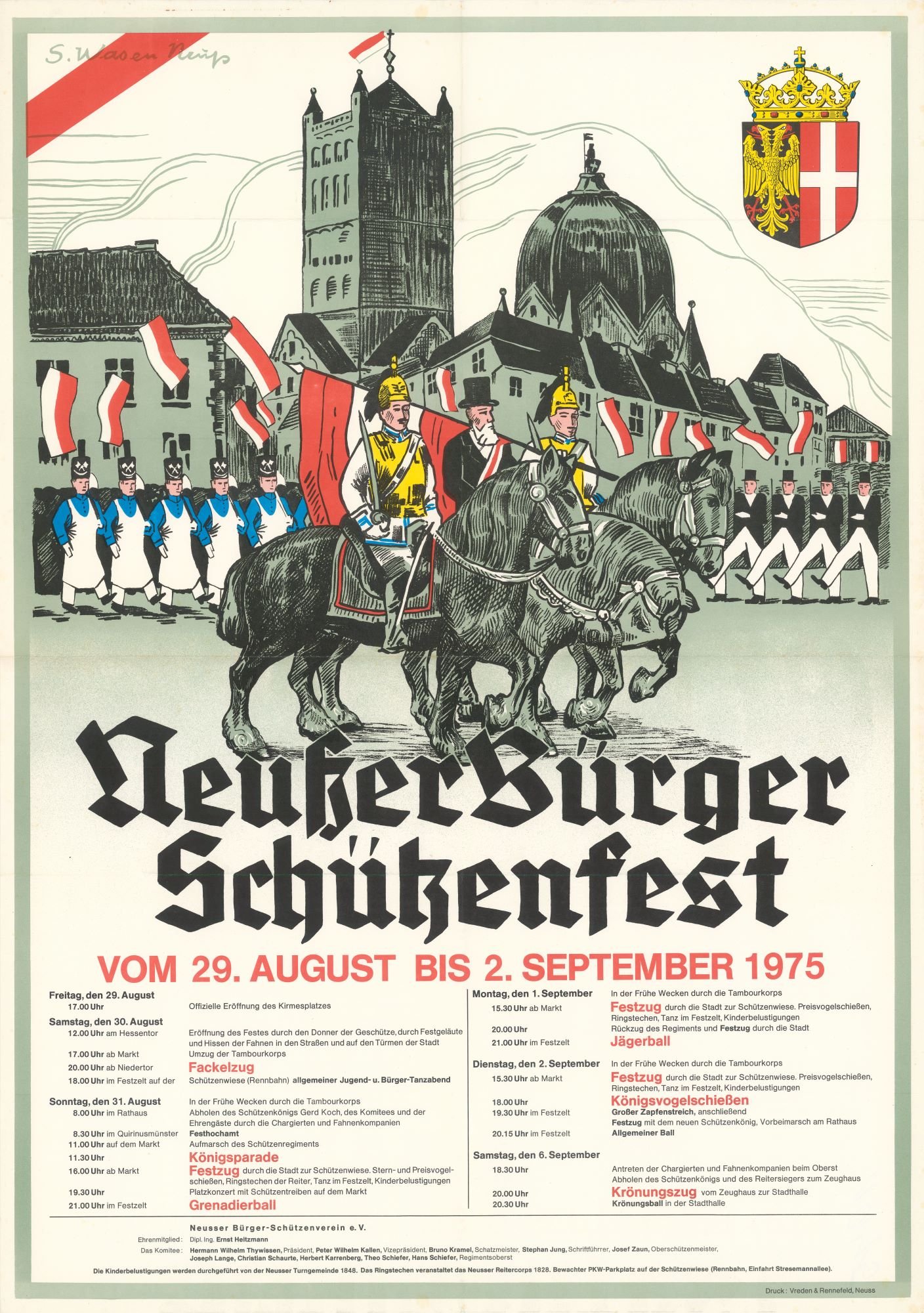 Festplakat Schützenfest Neuss 1975 (Sponsoren) (Rheinisches Schützenmuseum Neuss CC BY-NC-SA)