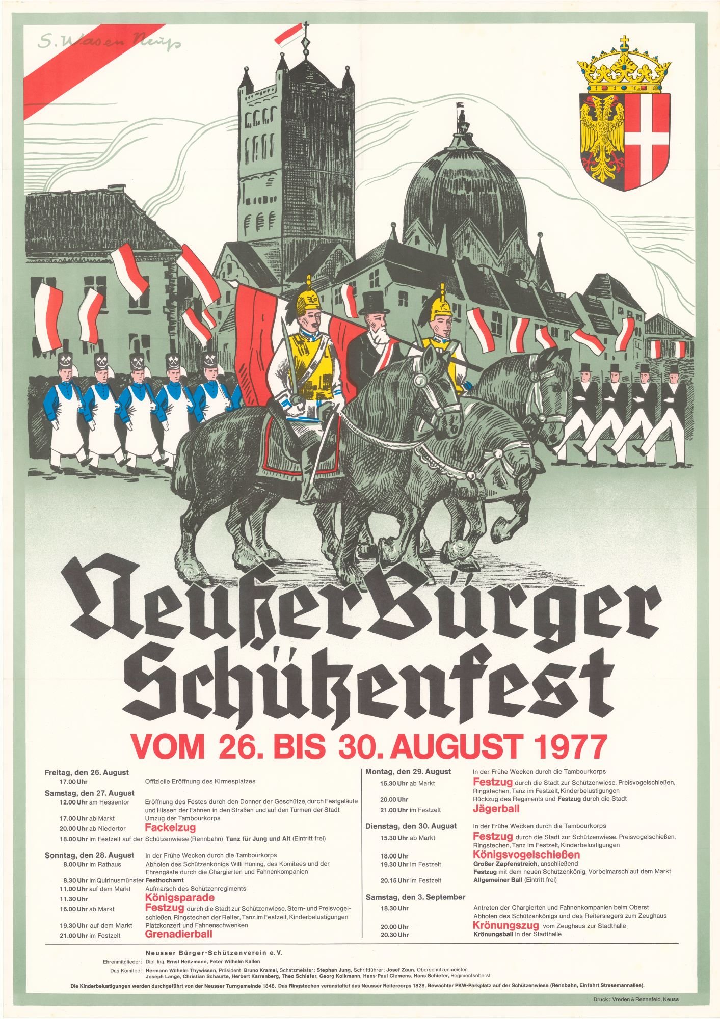Festplakat Schützenfest Neuss 1977 (Sponsoren) (Rheinisches Schützenmuseum Neuss CC BY-NC-SA)
