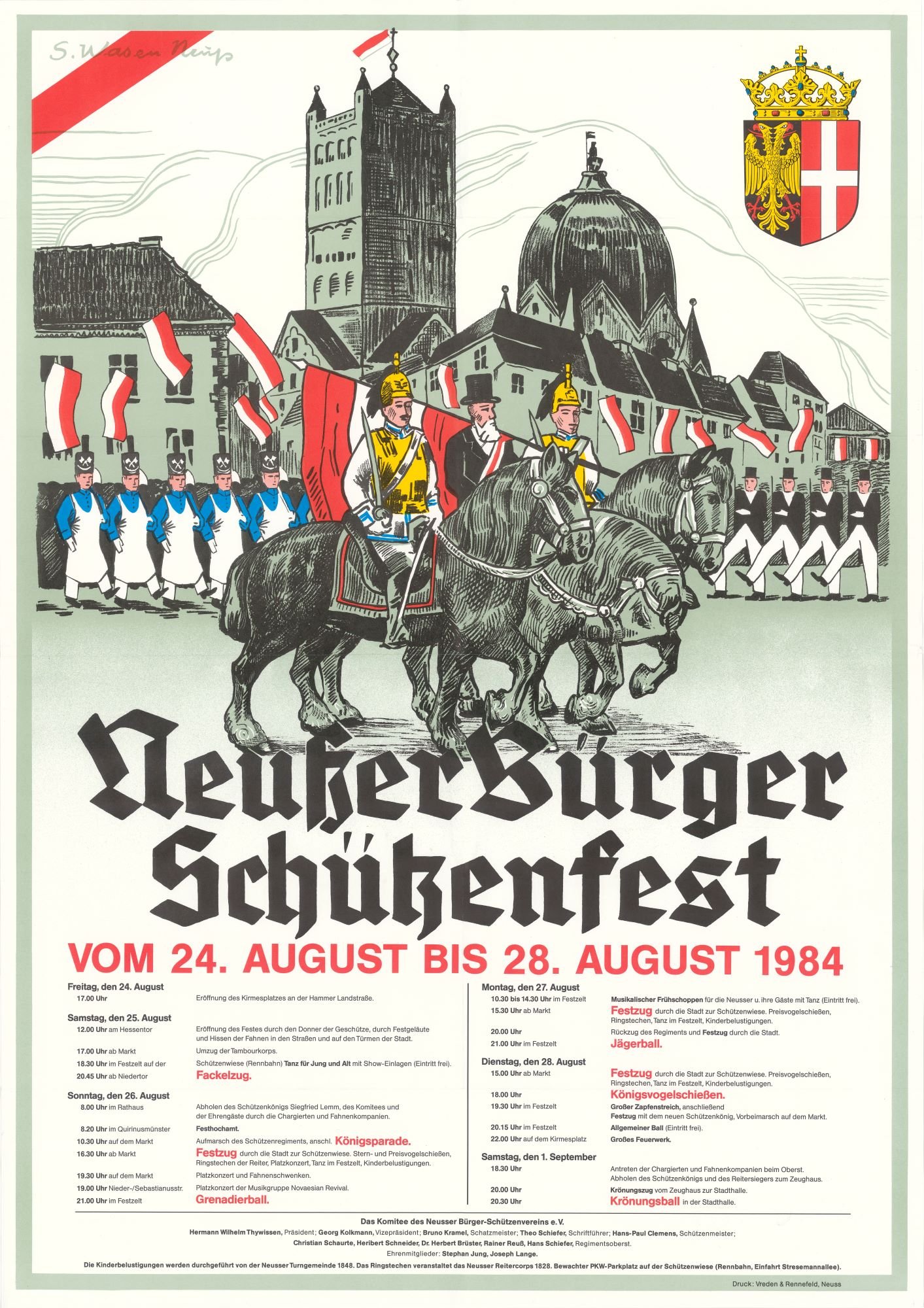 Festplakat Schützenfest Neuss 1984 (Sponsoren) (Rheinisches Schützenmuseum Neuss CC BY-NC-SA)